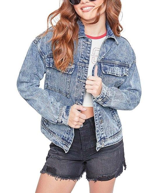 YMI Jeanswear Oversized Utility Denim Jacket Product Image