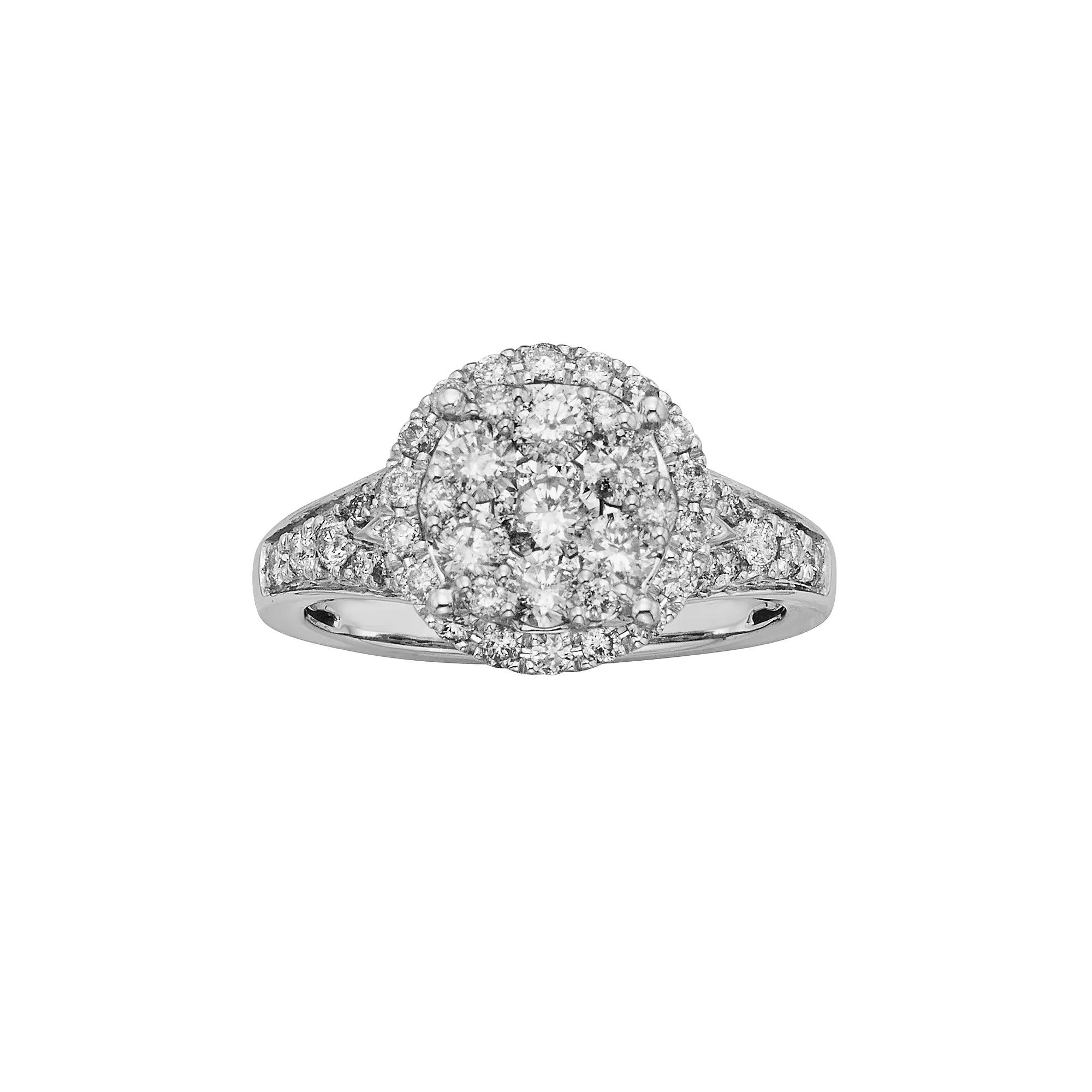 The Regal Collection IGL Certified Diamond Halo Engagement Ring in 14k White Gold (1 ct. T.W.), Women's, Size: 7 Product Image