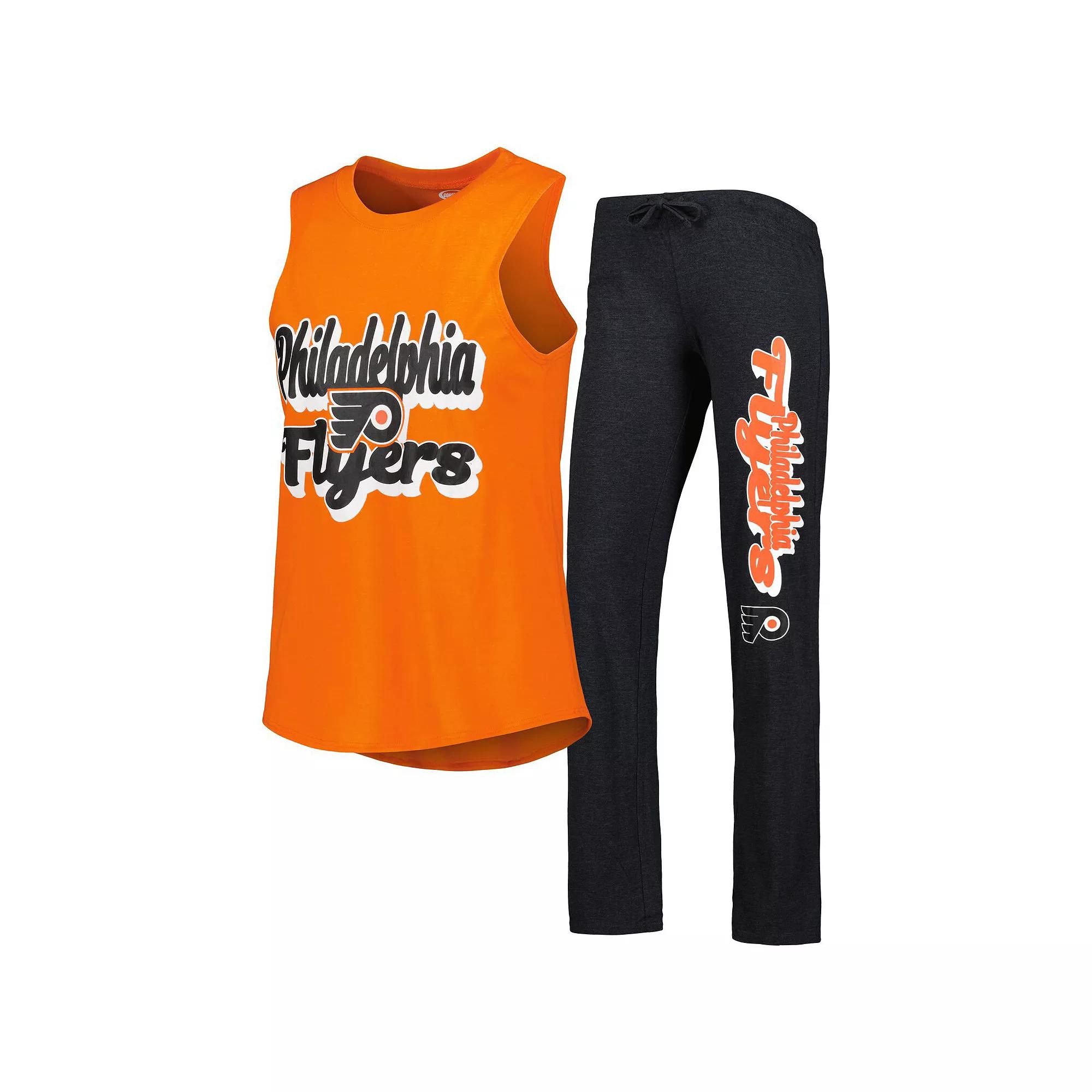 Women's Concepts Sport Orange/Black Philadelphia Flyers Meter Muscle Tank Top & Pants Sleep Set, Size: Medium, Fly Orange Product Image