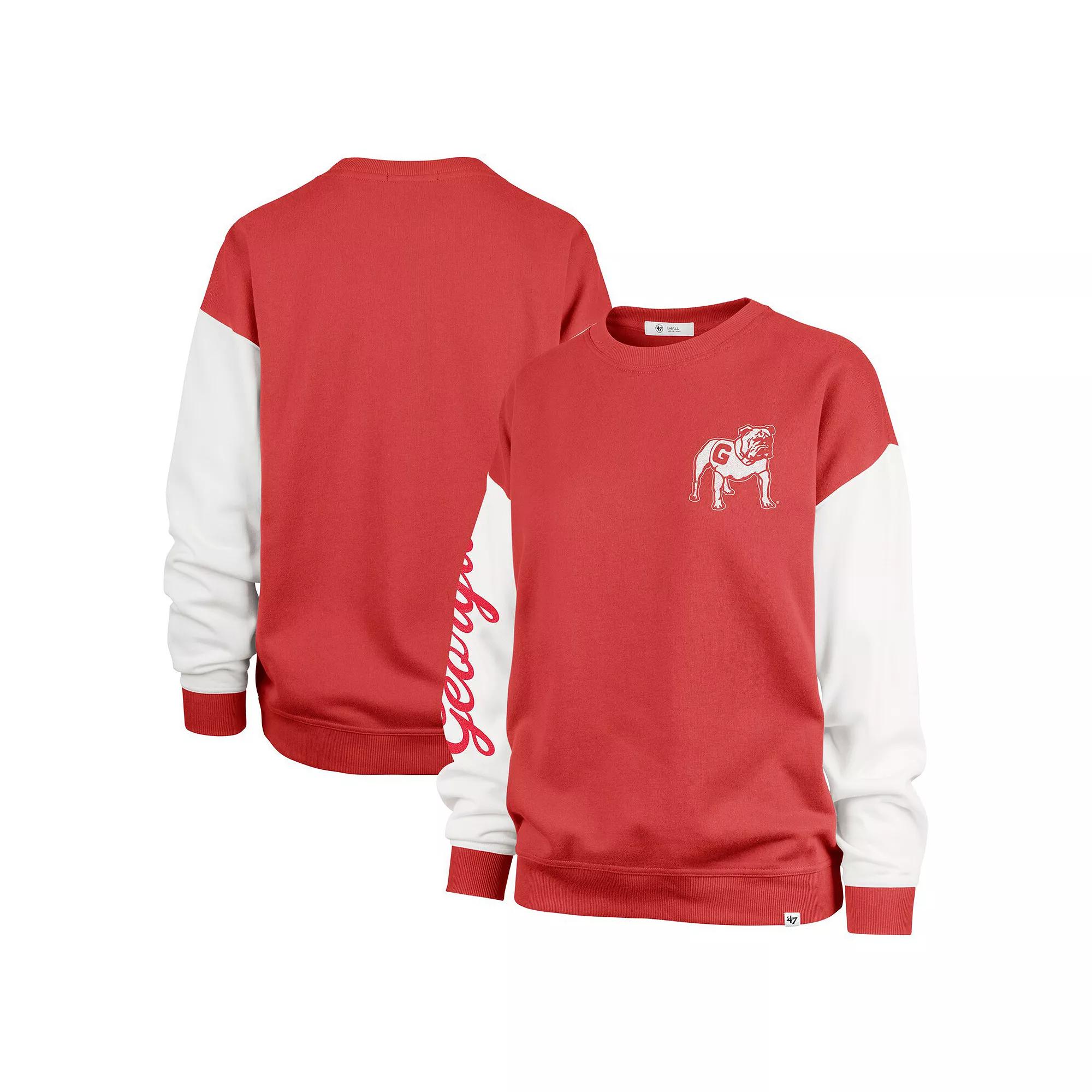Women's '47 Red Georgia Bulldogs Double Header Rise Andie Pullover Sweatshirt,  Product Image