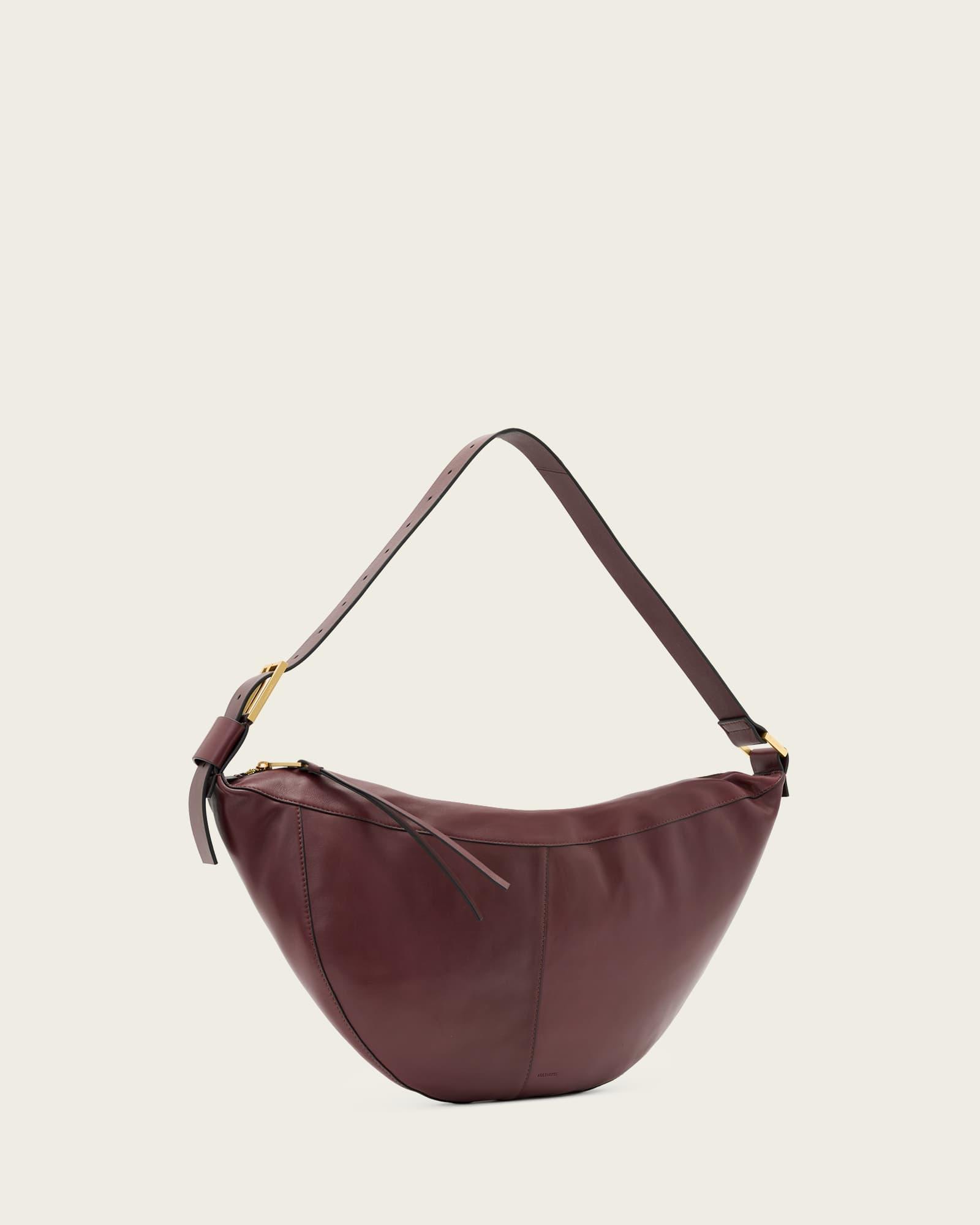 Luna Slouchy Leather Shoulder Bag Dark Red | ALLSAINTS US Product Image