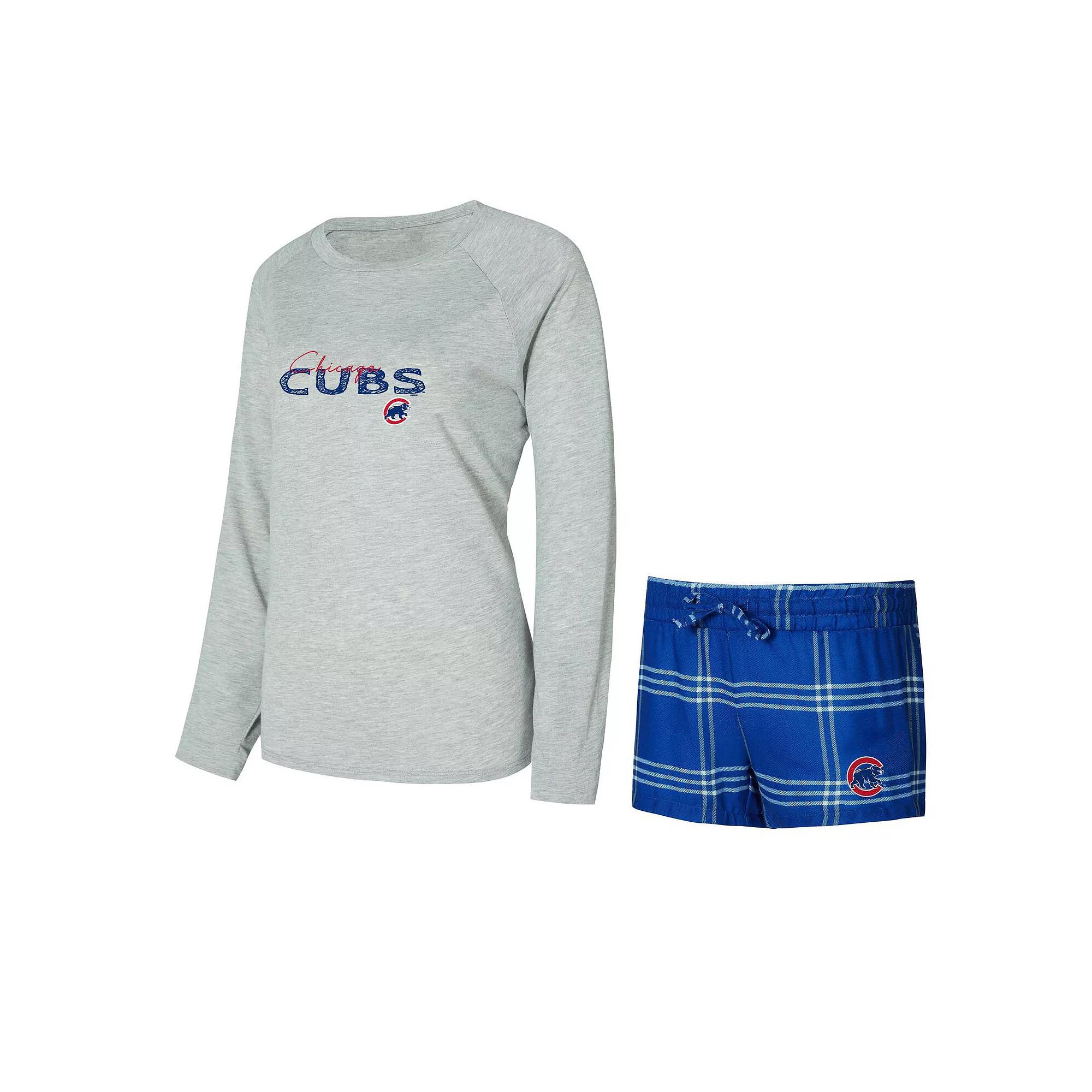 Women's Concepts Sport Chicago Cubs Petition Long Sleeve Top and Short Set, Size: Large, Blue Product Image