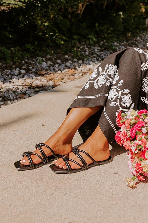 The Willa Faux Leather Sandal in Black Product Image