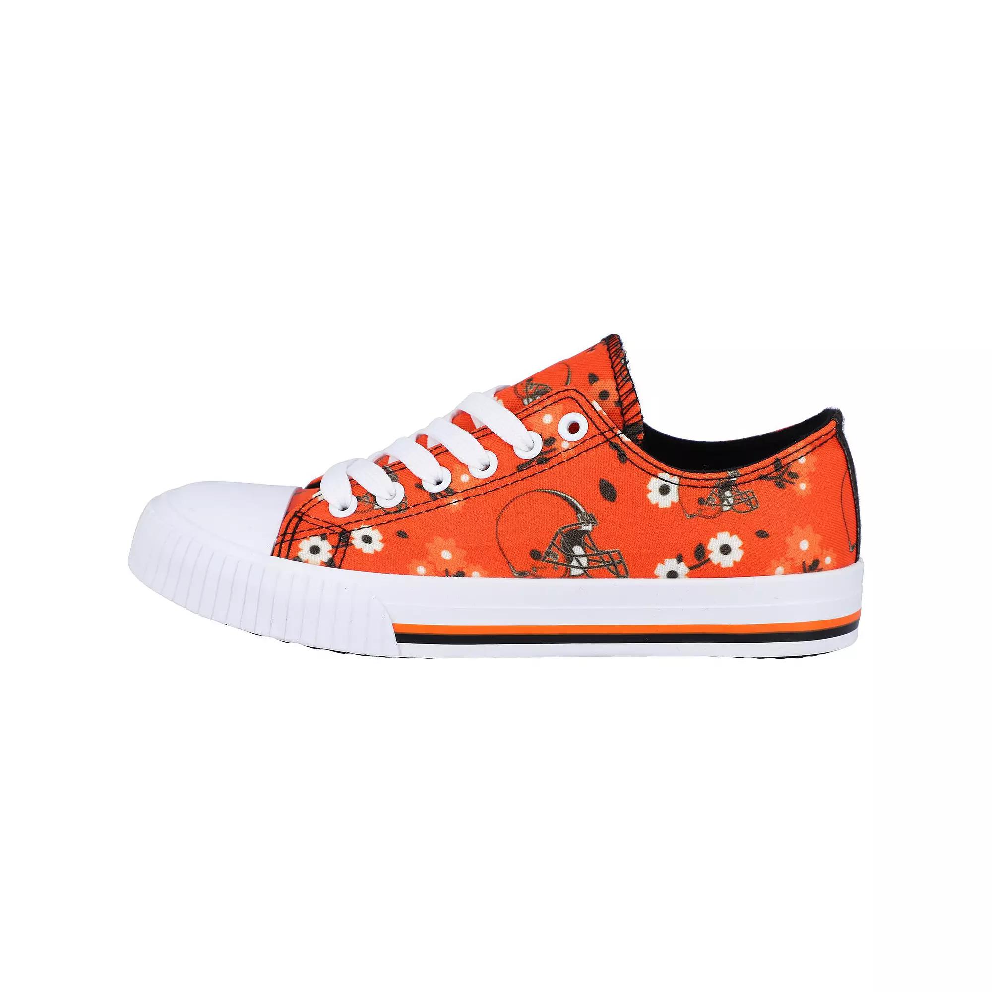 Women's FOCO Orange Cleveland Browns Flower Canvas Allover Shoes, Size: 6 Product Image