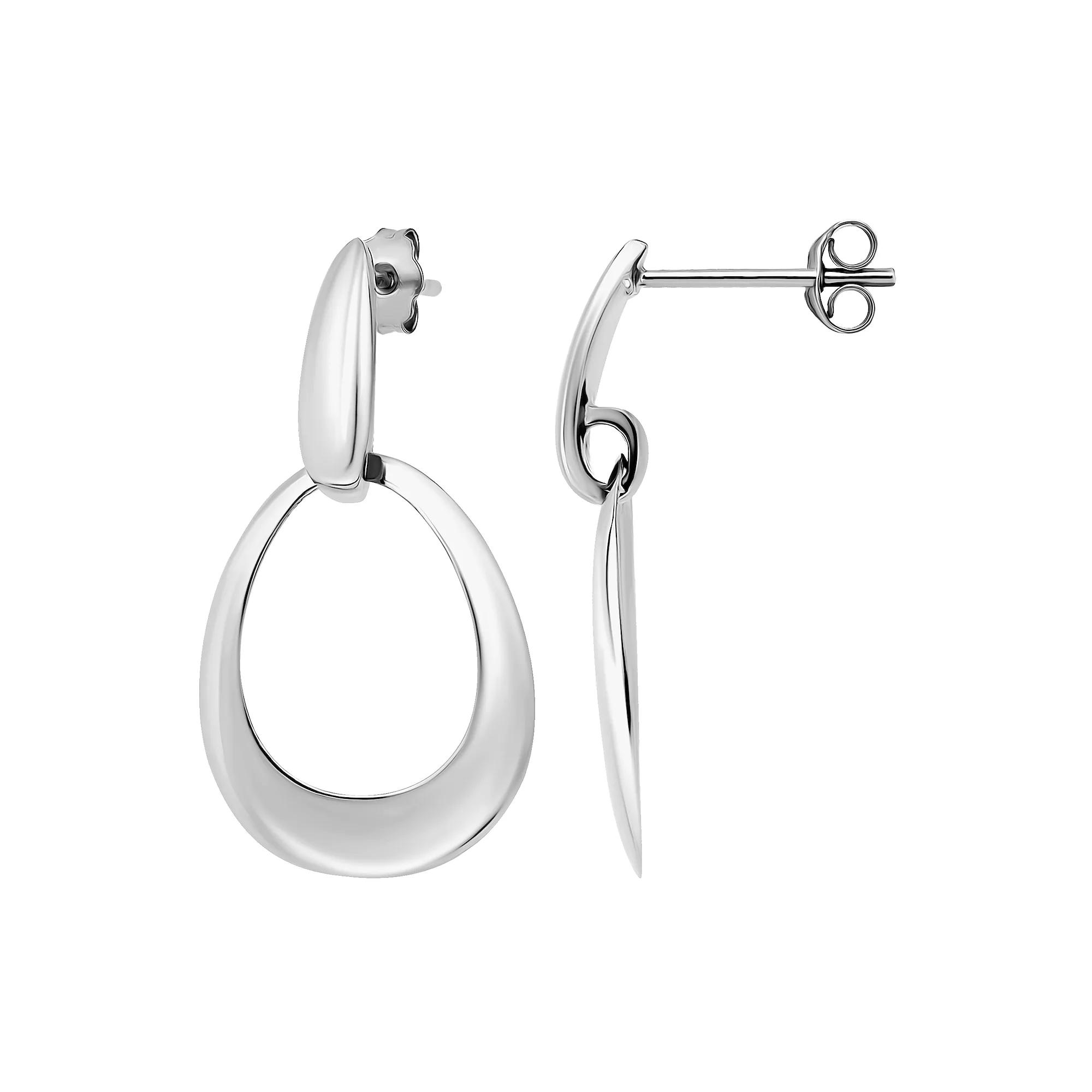 Aleure Precioso Polished Oval Door Knocker Style Drop Post Earrings, Women's, Sterling Product Image