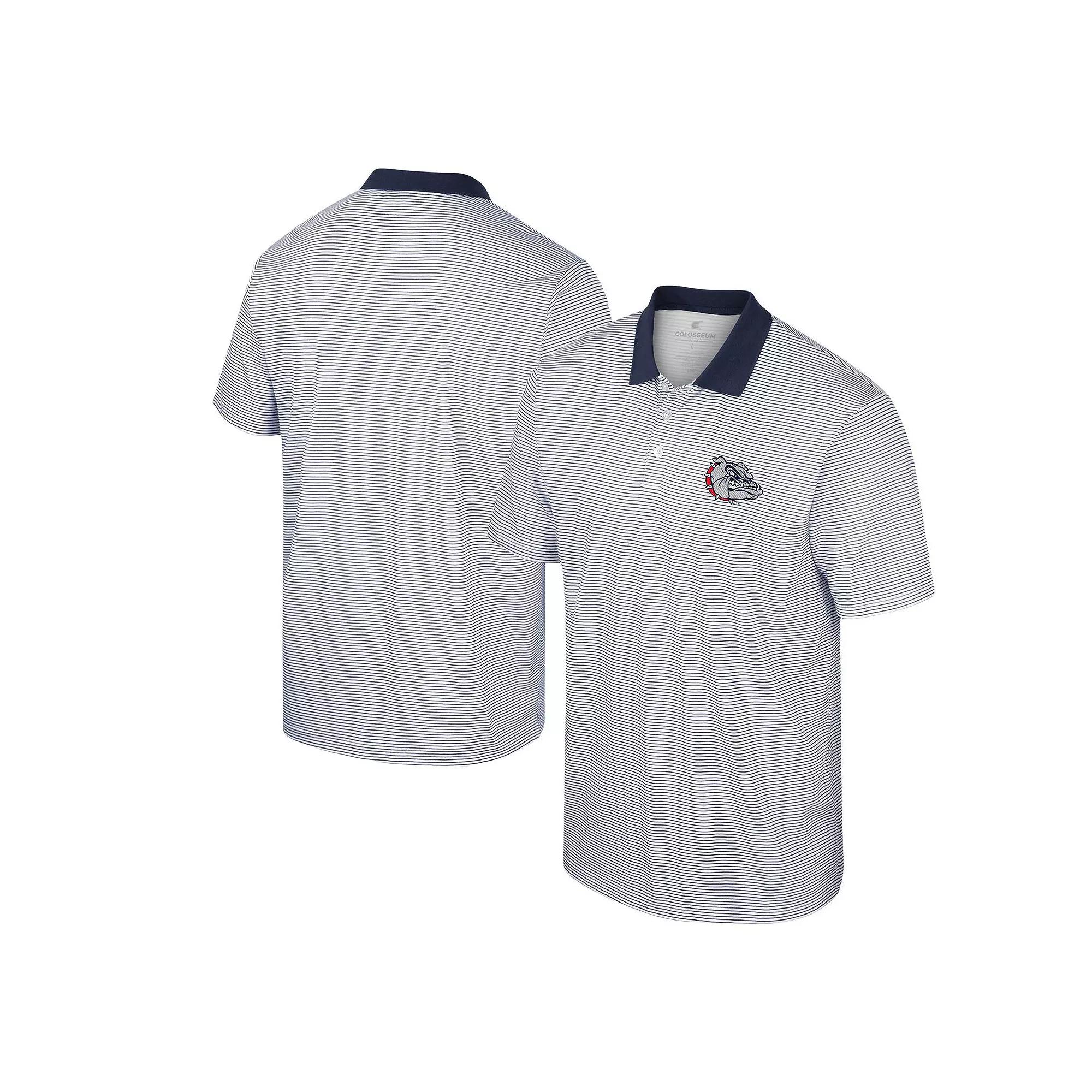 Men's Colosseum White/Navy Gonzaga Bulldogs Print Stripe Polo,  Product Image