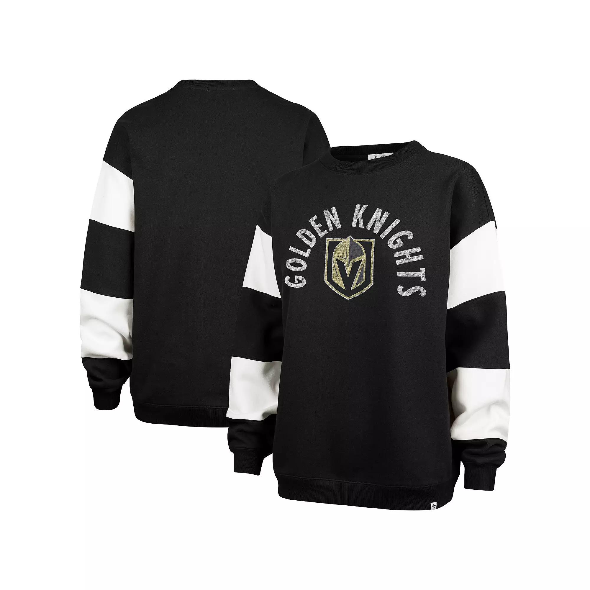 Women's '47 Black Vegas Golden Knights Eephus Barred Pullover Sweatshirt,  Product Image