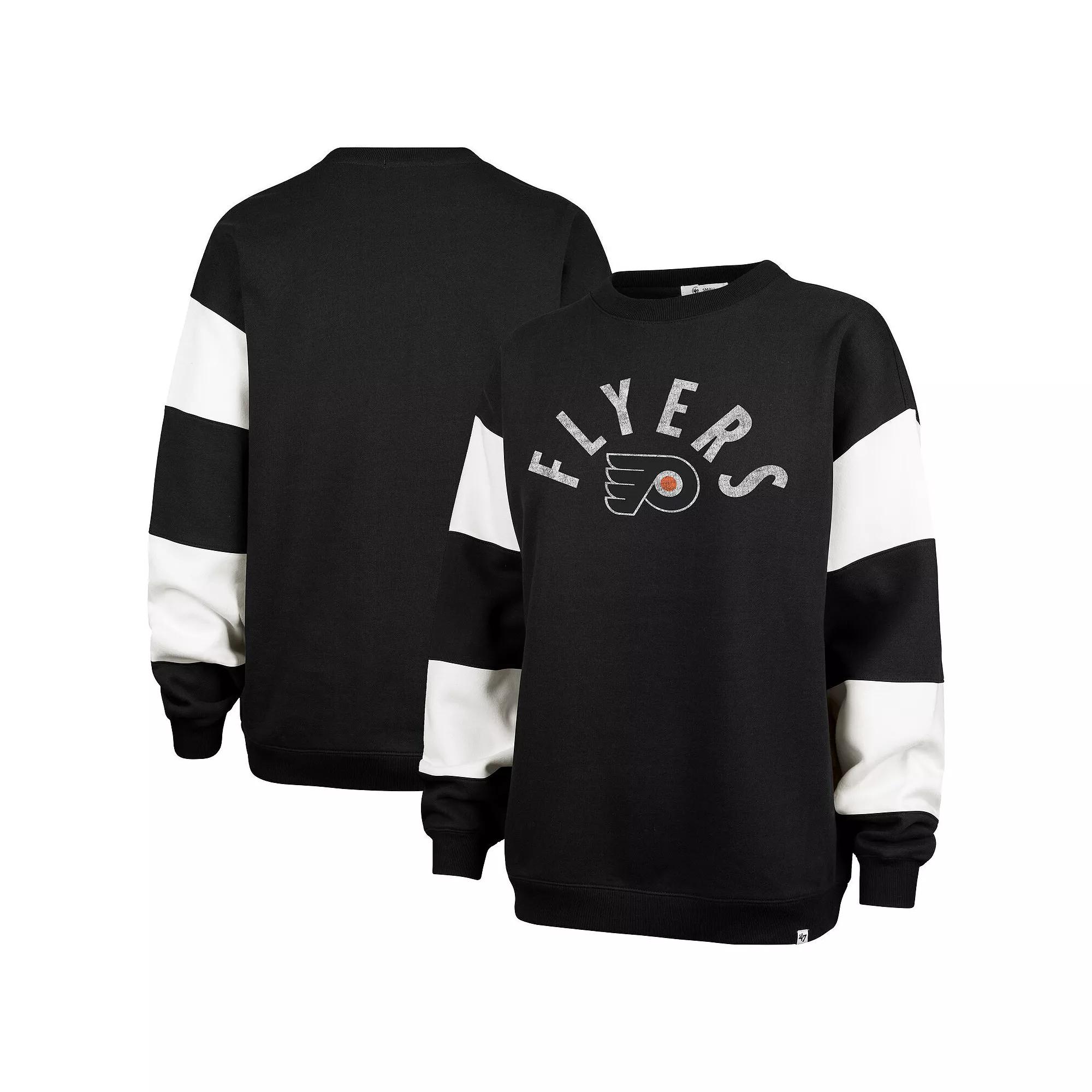 Women's '47 Black Philadelphia Flyers Eephus Barred Pullover Sweatshirt,  Product Image