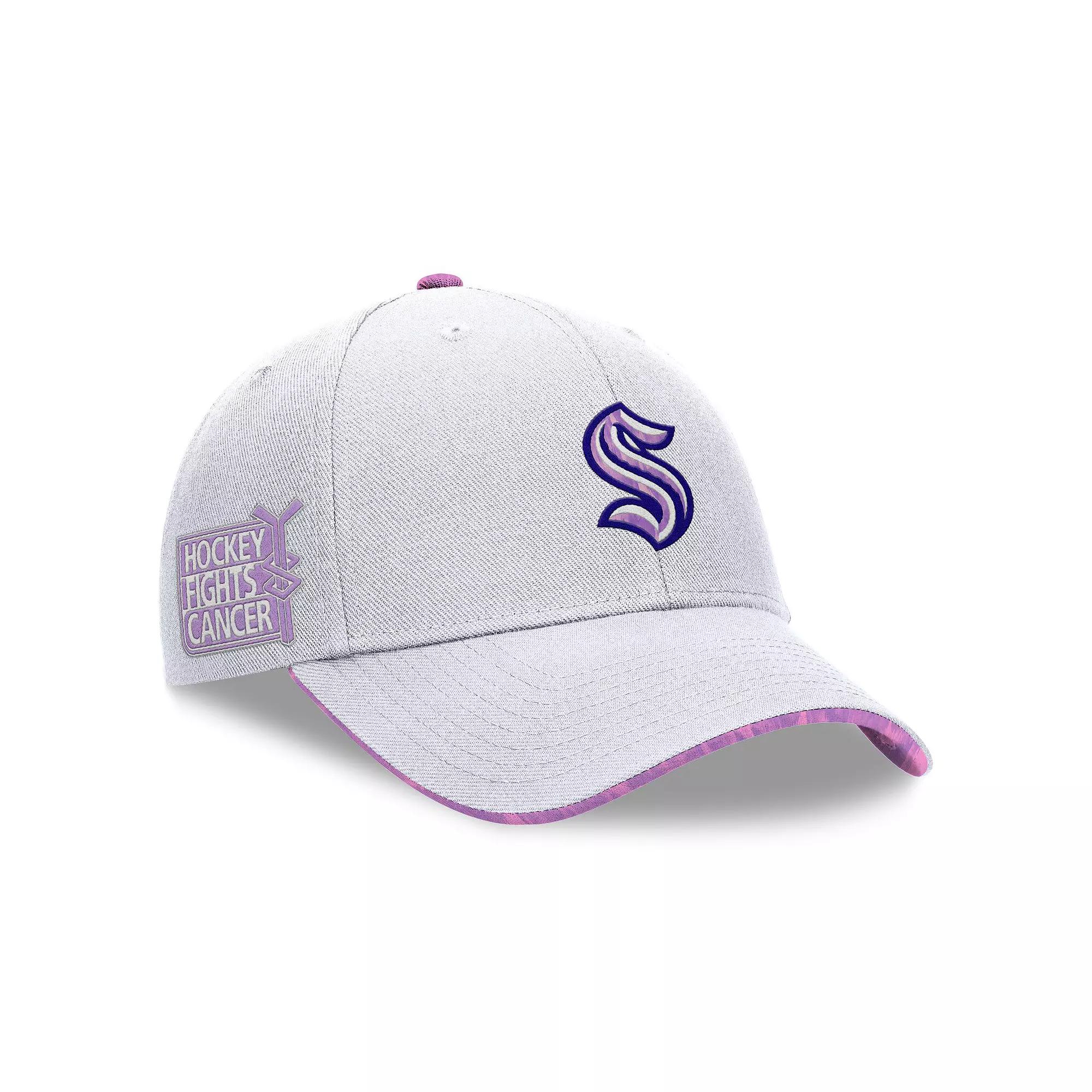 Men's Fanatics White Seattle Kraken Authentic Pro Hockey Fights Cancer Adjustable Hat, Krk White Product Image
