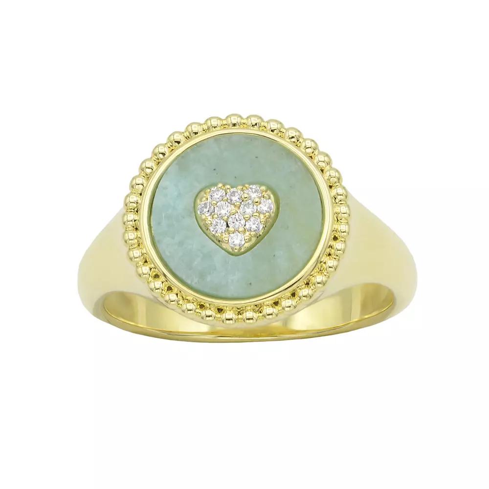 City Luxe Gold Tone Amazonite Heart Ring, Women's, Size: 7 Product Image