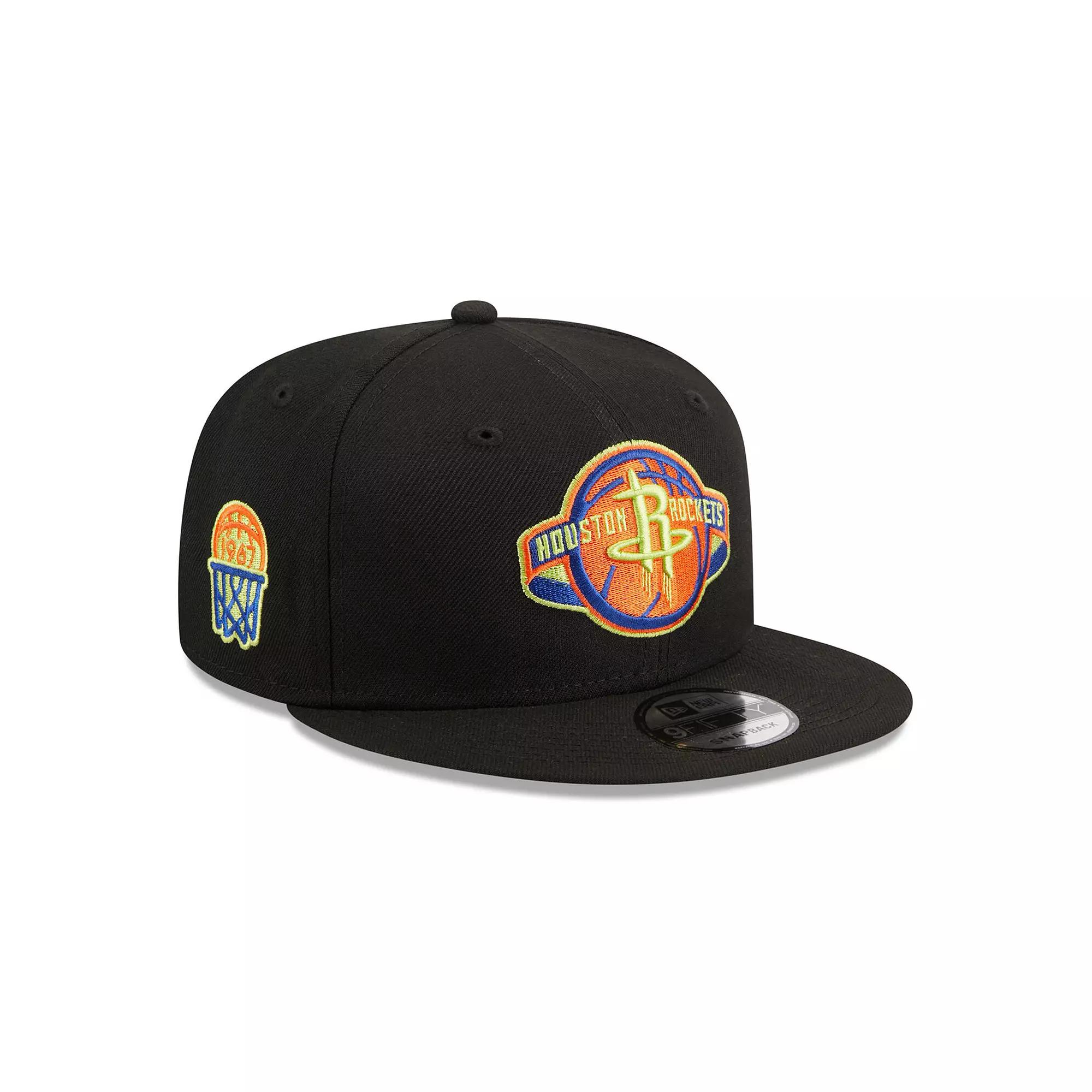 Men's New Era Black Houston Rockets Neon Pop 9FIFTY Snapback Hat Product Image