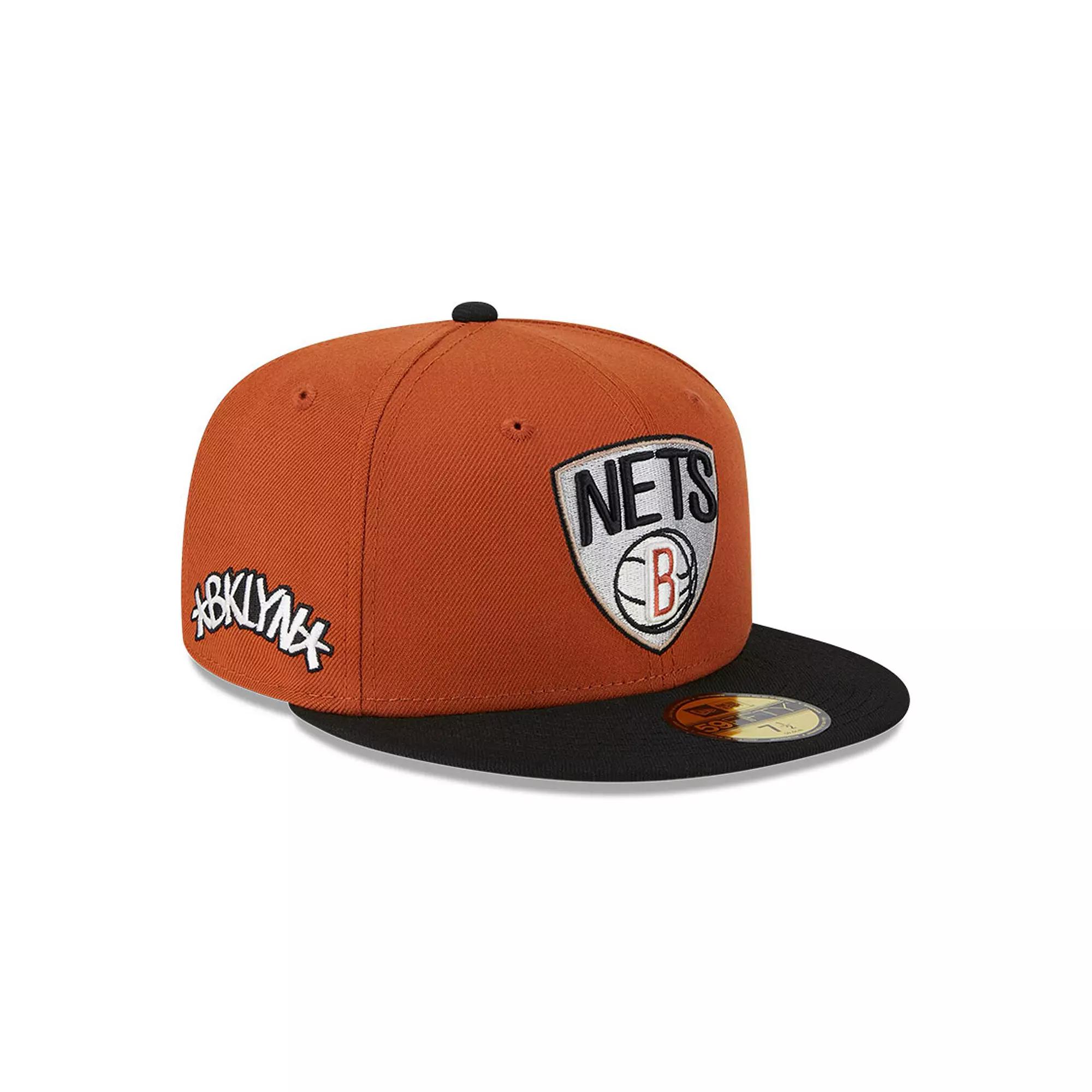 Men's New Era Rust/Black Brooklyn Nets Two-Tone 59FIFTY Fitted Hat,  Product Image