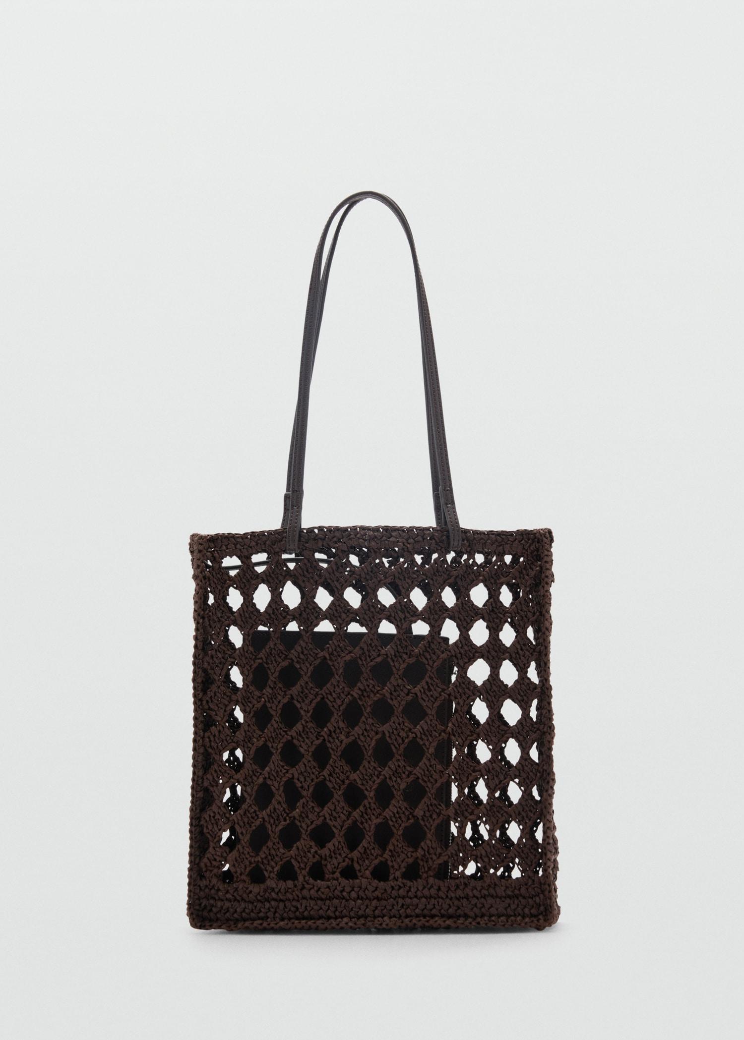 Natural fiber openwork shopper bag - Women | MANGO USA Product Image