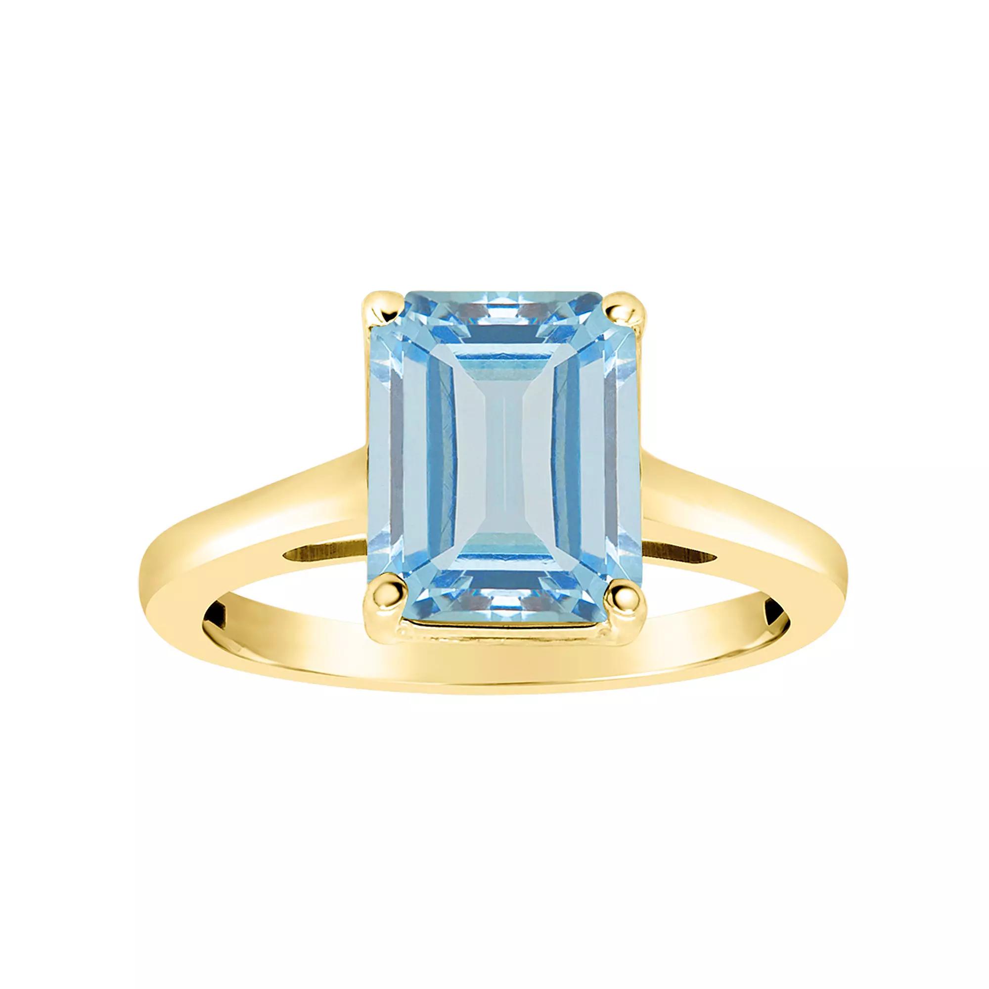 Alyson Layne 14k Gold Emerald Cut Sky Blue Topaz Solitaire Ring, Women's, Size: 7 Product Image