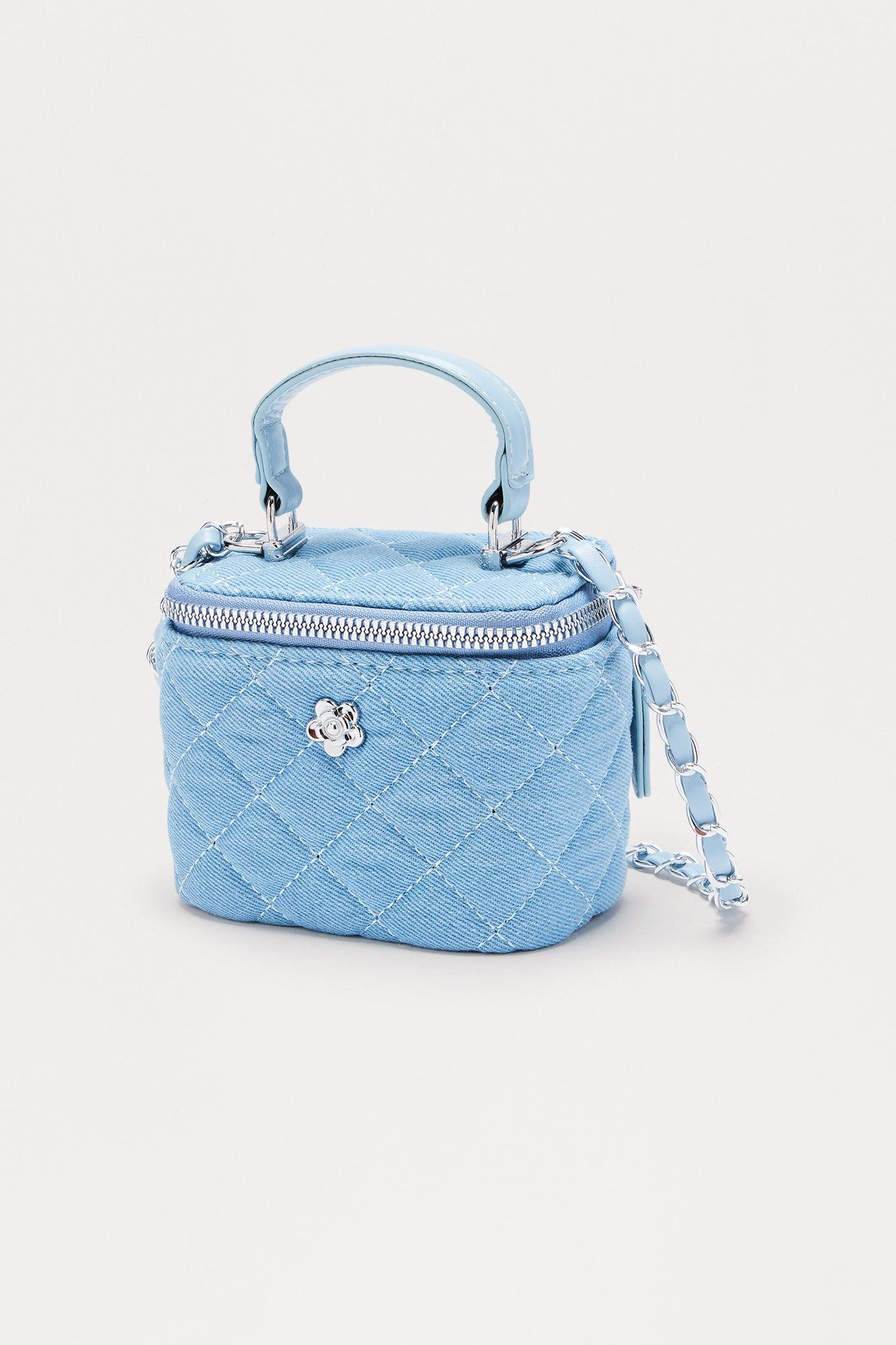 Mini Sweet Stitch Quilted Denim Crossbody Handbag - Denim Female Product Image