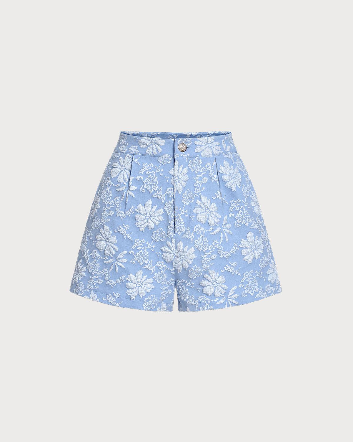 Blue Jacquard Shorts Product Image