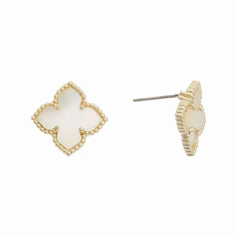 Juvell 18k Gold Plated Mother-of-Pearl Stud Earrings, Women's, Gold Tone Product Image
