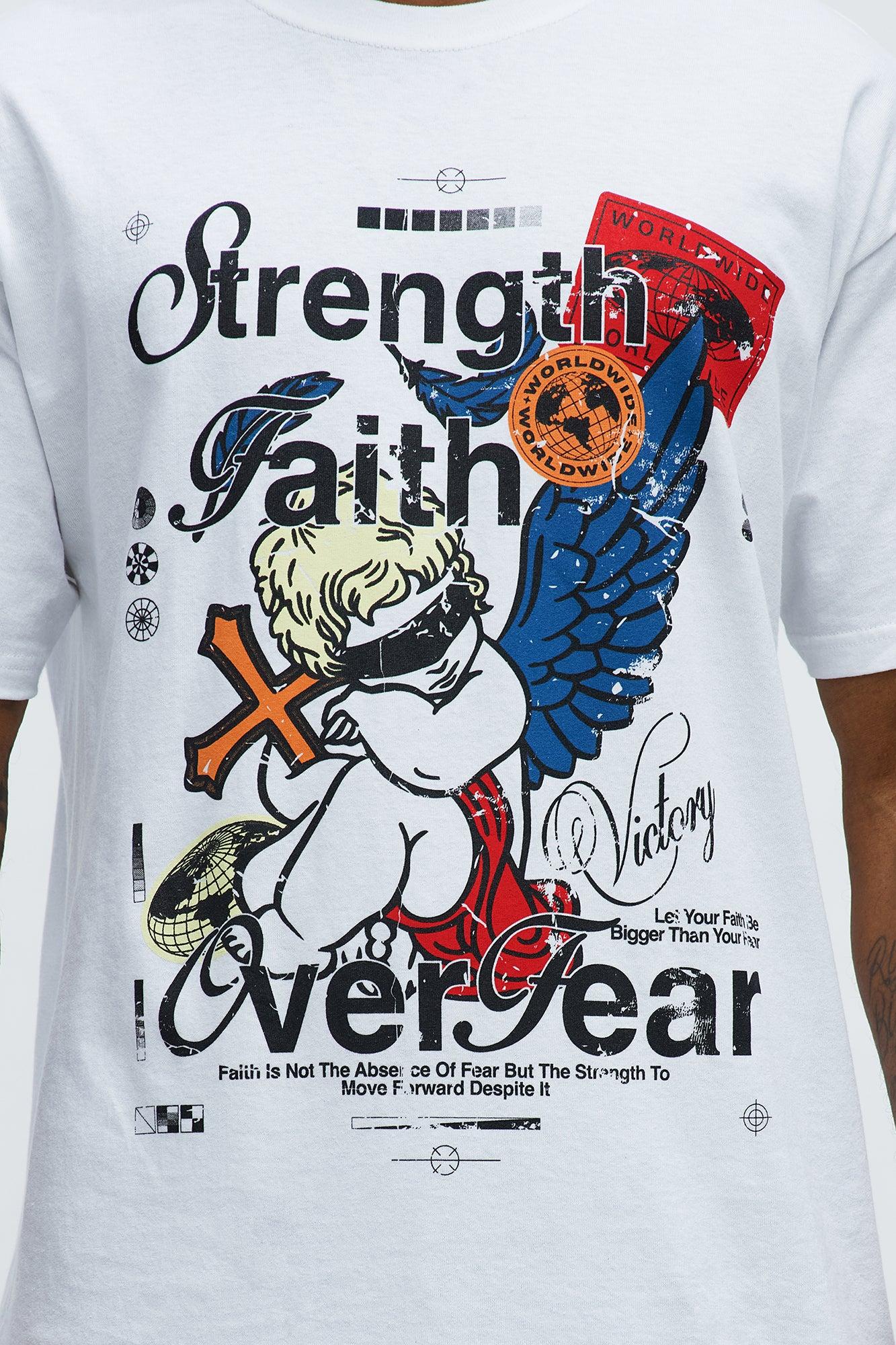 Strength Faith Over Fear Short Sleeve Tee - White Male Product Image