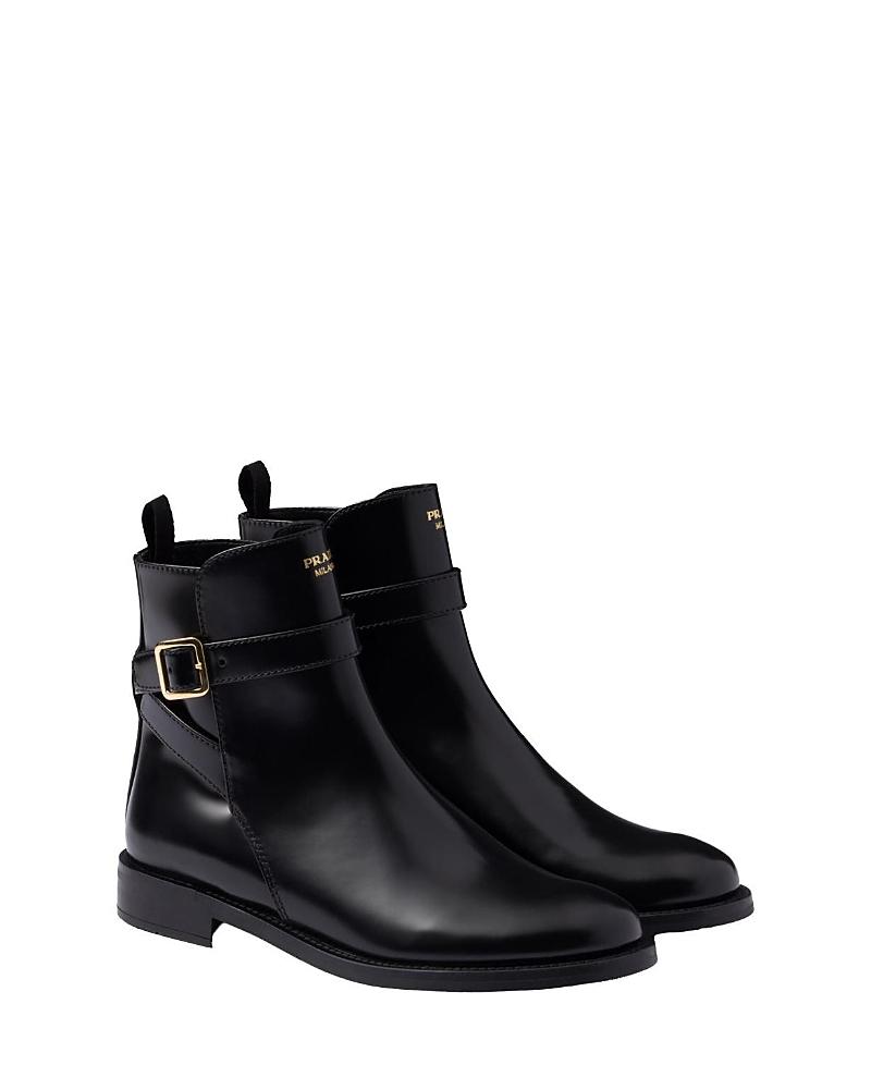 Prada Womens Brushed Leather Ankle Boots with Strap Product Image