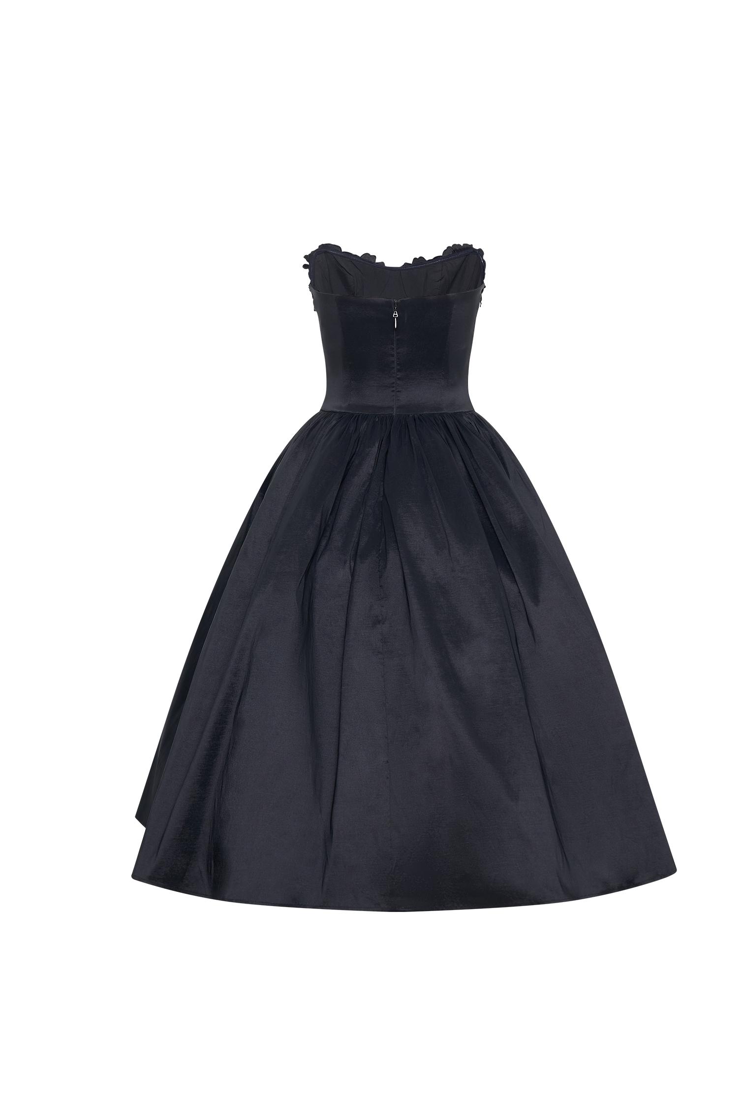 Elyssa Embroidered Midi Dress - Black Product Image