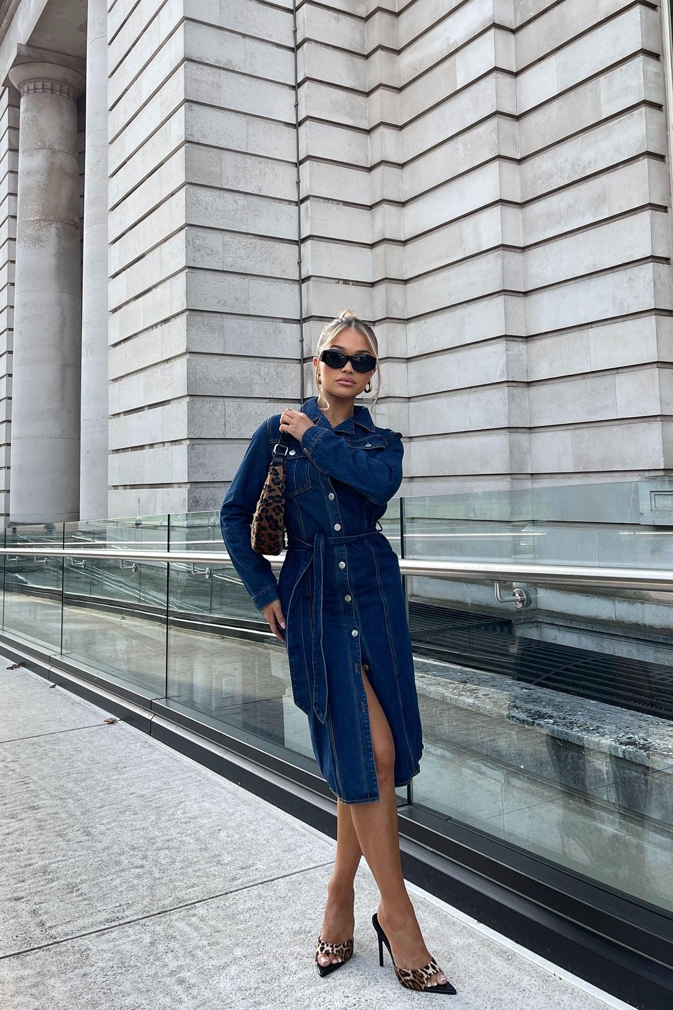 Denim Delight Midi Shirt Dress - Dark Denim Product Image