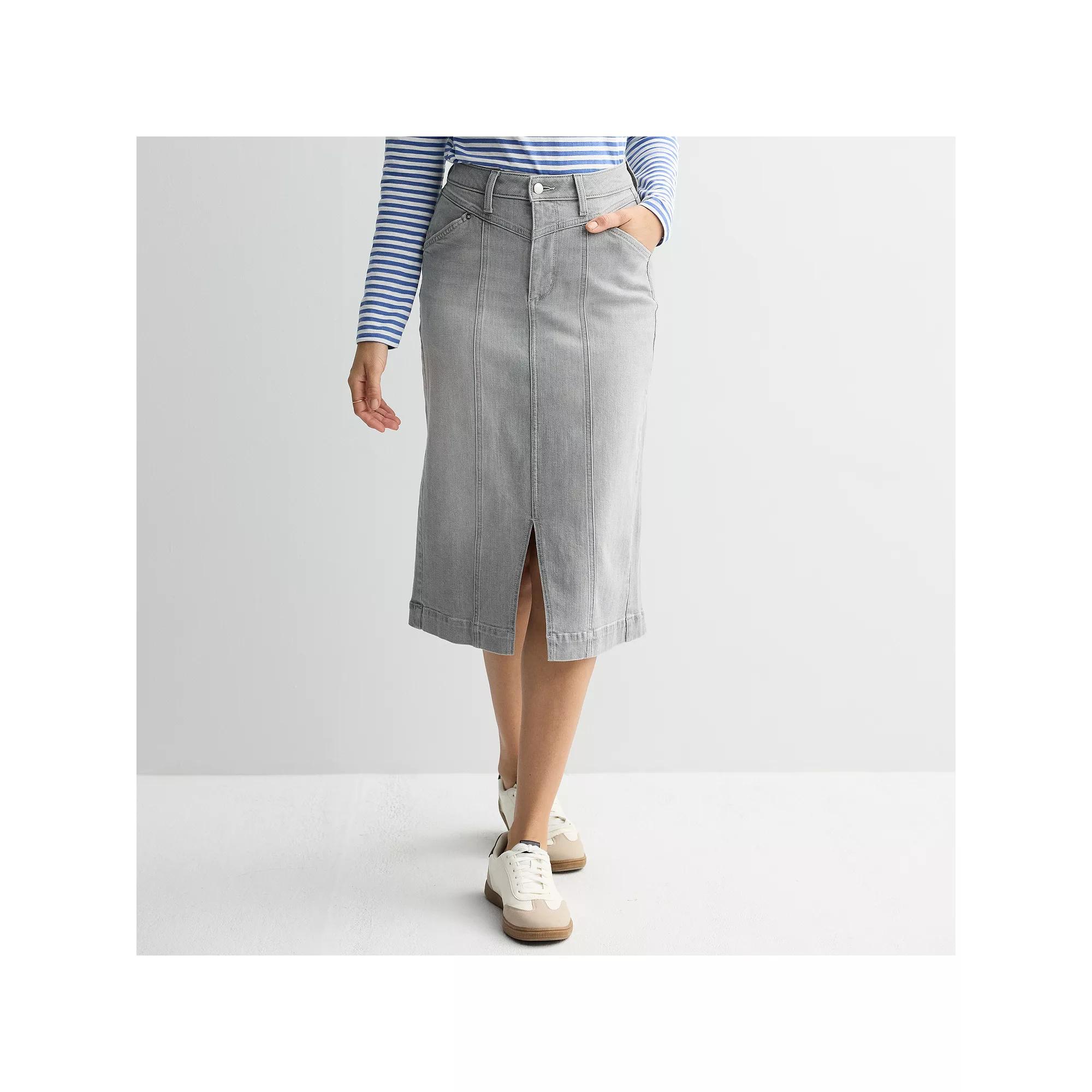 Women's Sonoma Goods For Life® Yoke Denim Skirt, Size: 16, Light Grey Wash Product Image