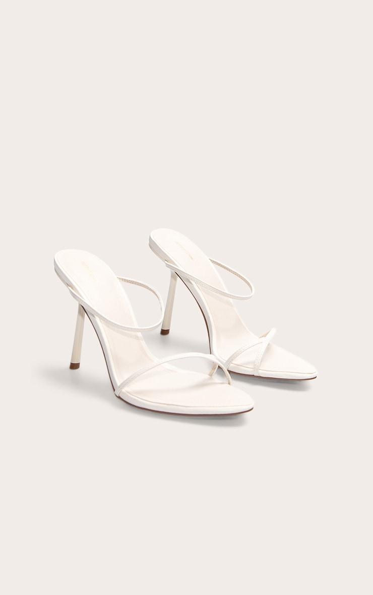 Cream Pu Round Toe Strap High Stiletto Heeled Mules Product Image