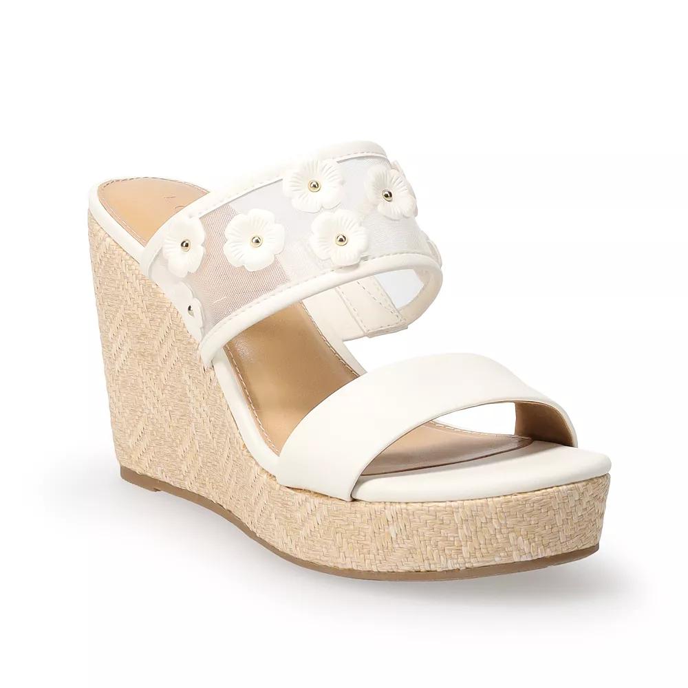 LC Lauren Conrad Sheridyn Flower Mesh Women's Wedge Sandals,  Product Image