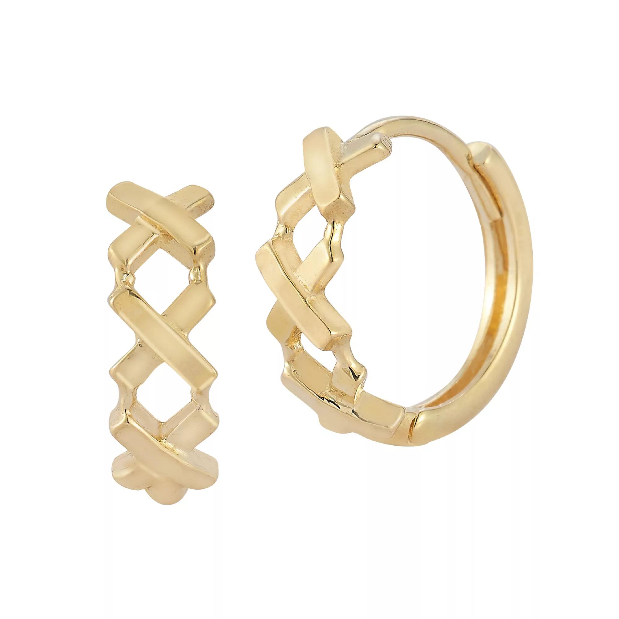 LUMINOR GOLD 14k Gold X Huggie Hoop Earrings, Women's Product Image