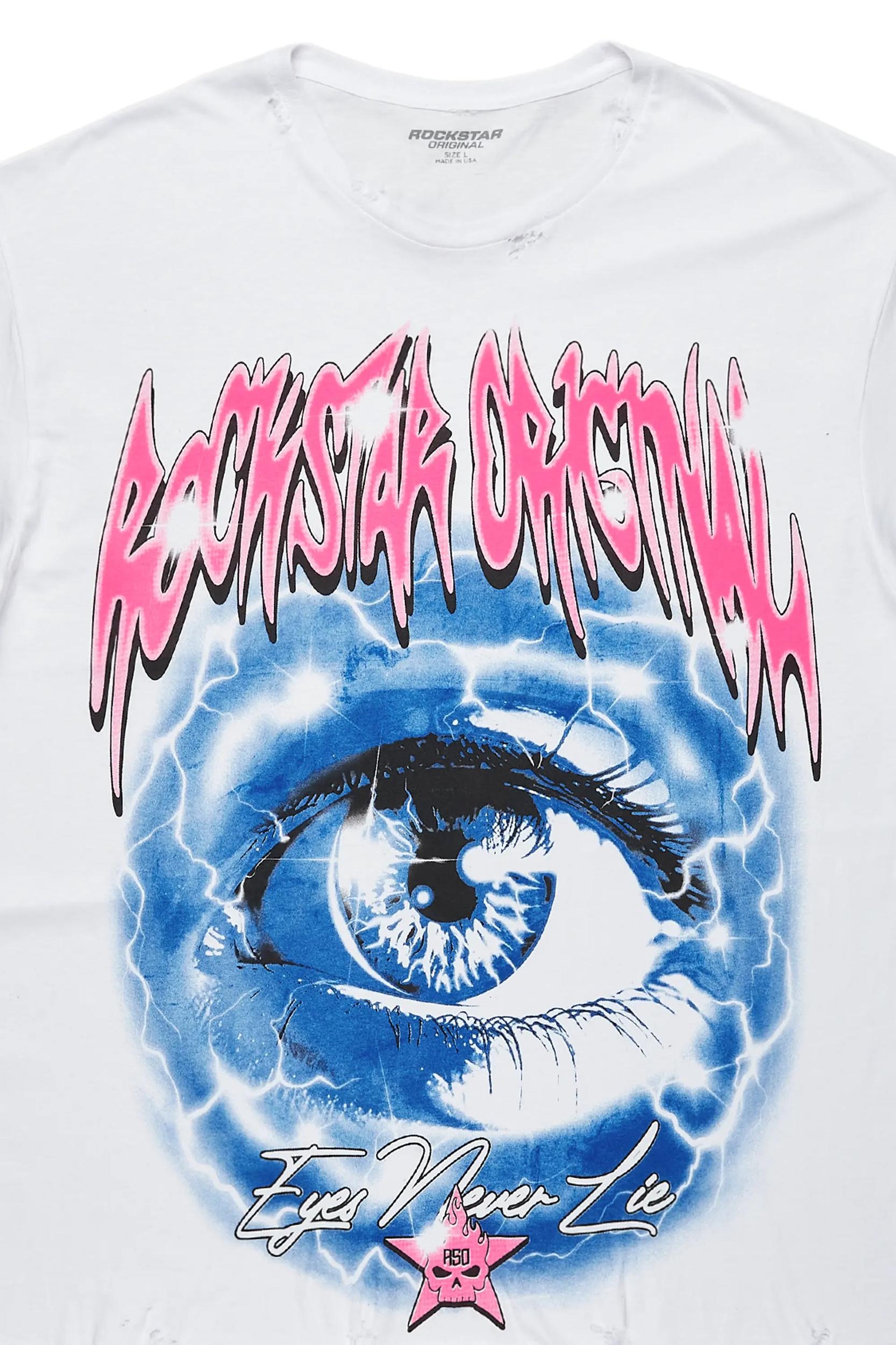 Pello White Oversized Graphic T-Shirt Male Product Image