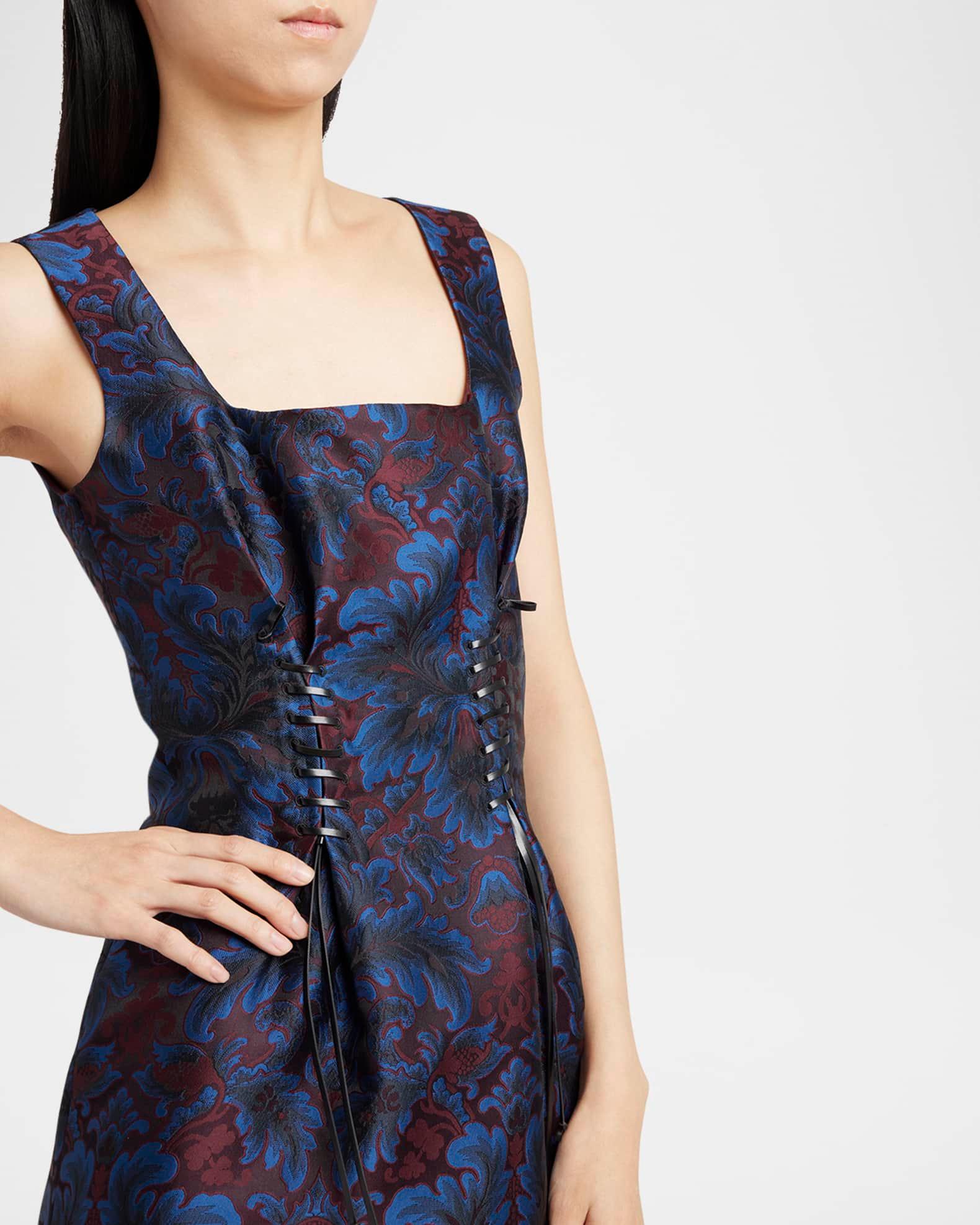 Floral Jacquard Laced Midi Dress Product Image