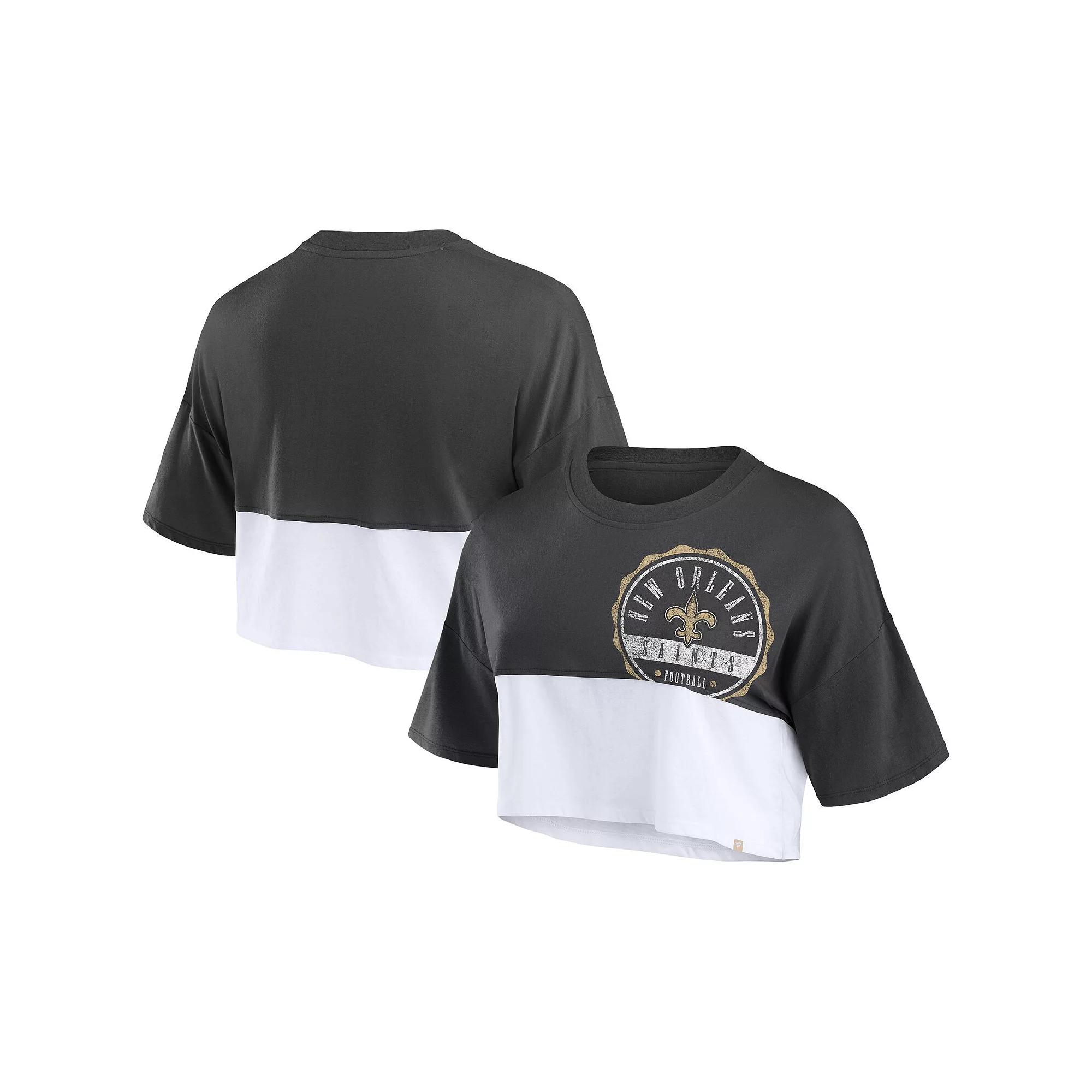 Women's Fanatics Navy/White Dallas Cowboys Boxy Color Split Cropped T-Shirt,  Product Image