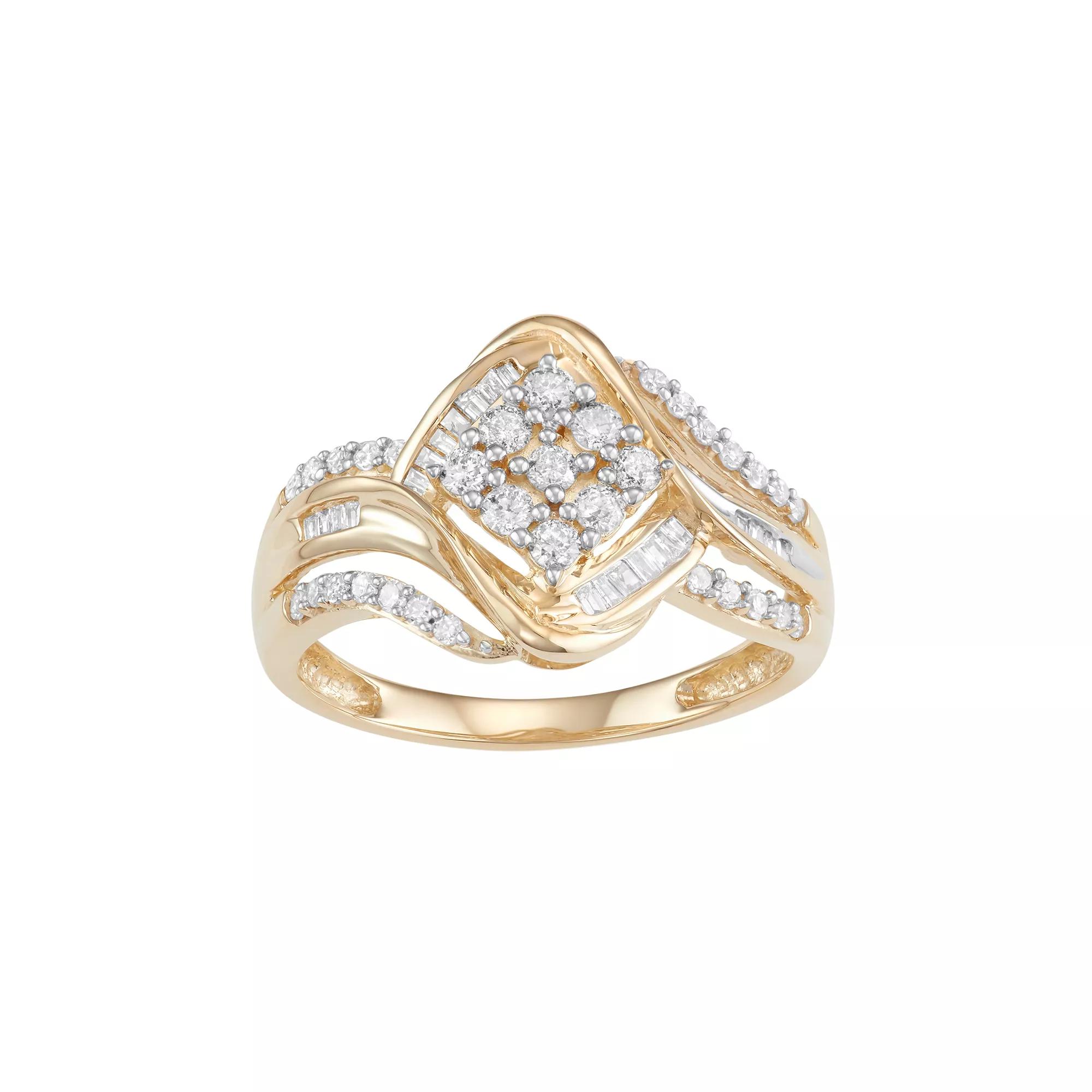 10k Gold 1/2 Carat T.W. Diamond Cluster Ring, Women's, Size: 6, White Product Image