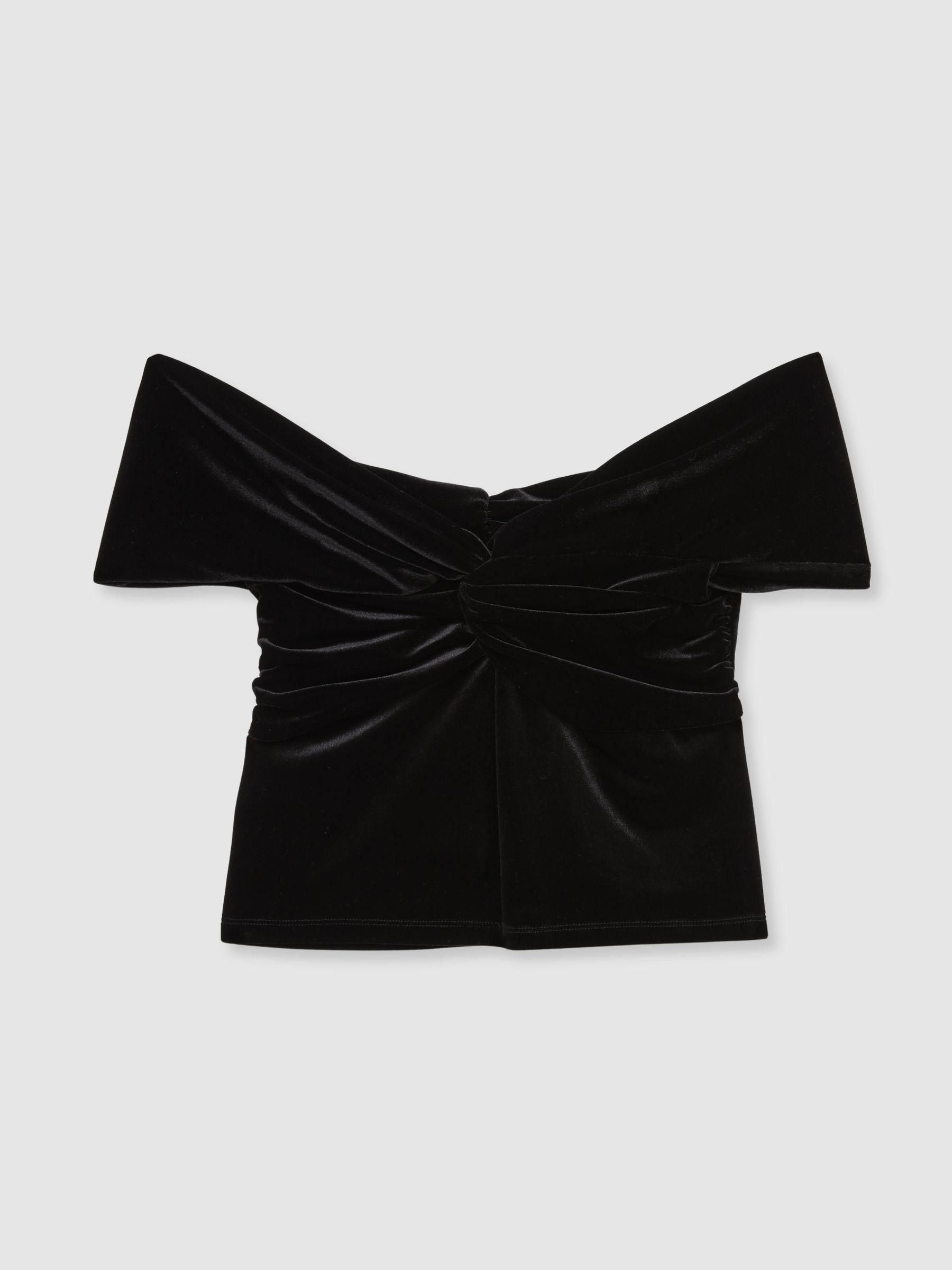 Good American Off-Shoulder Velvet Top in Black Product Image