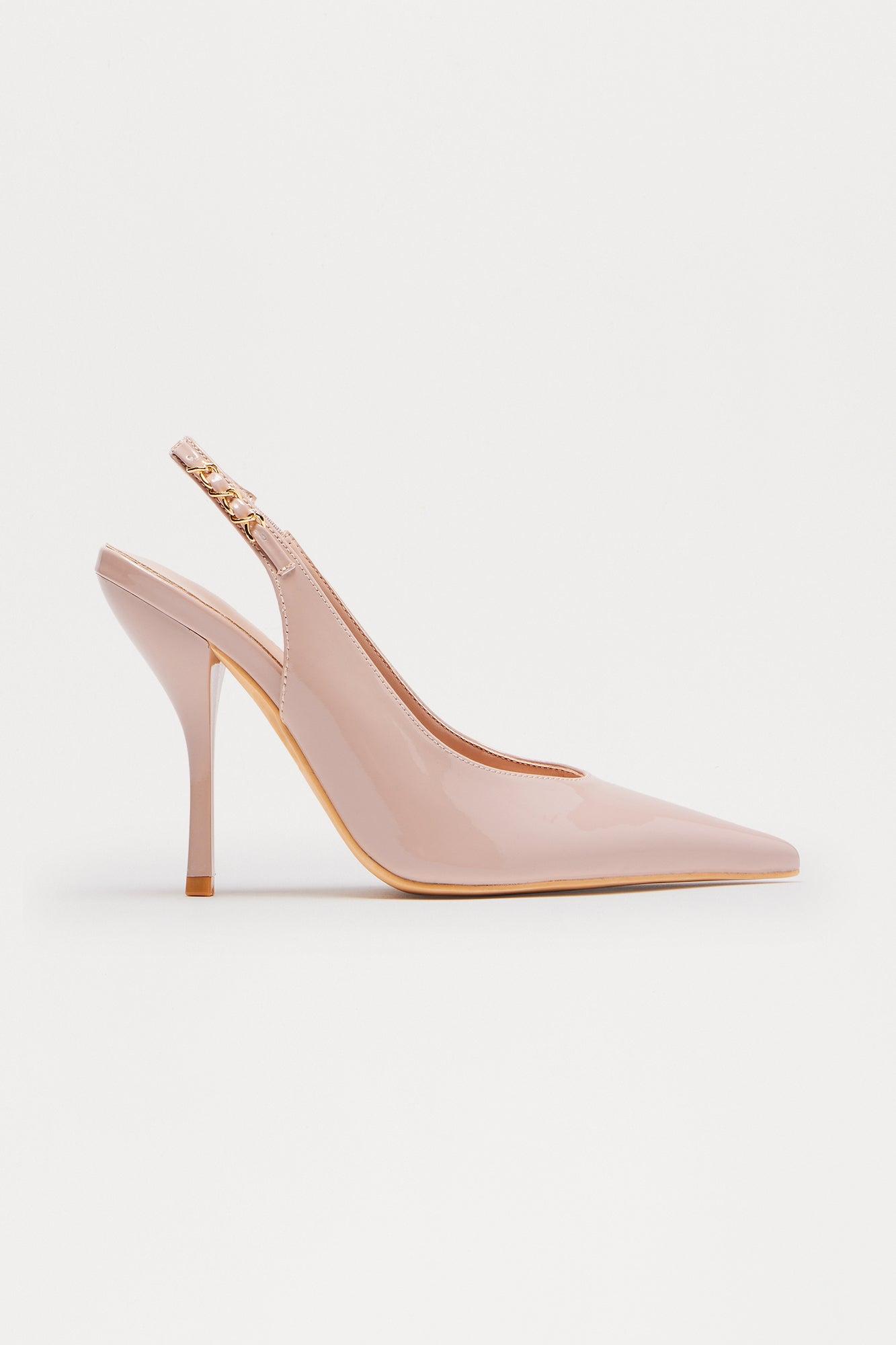 Lawson Faux Patent Slingback Pumps - Nude Female Product Image