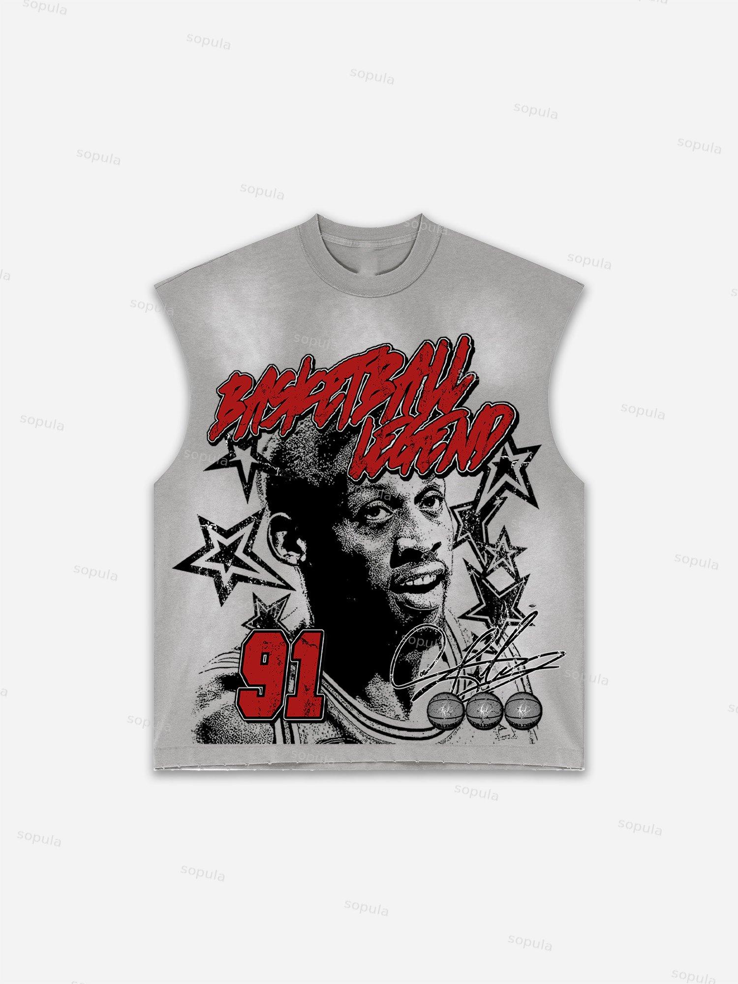 Sopula Men's Lips Graphic Print Distressed Tank Tops Sleeveless Shirts Product Image