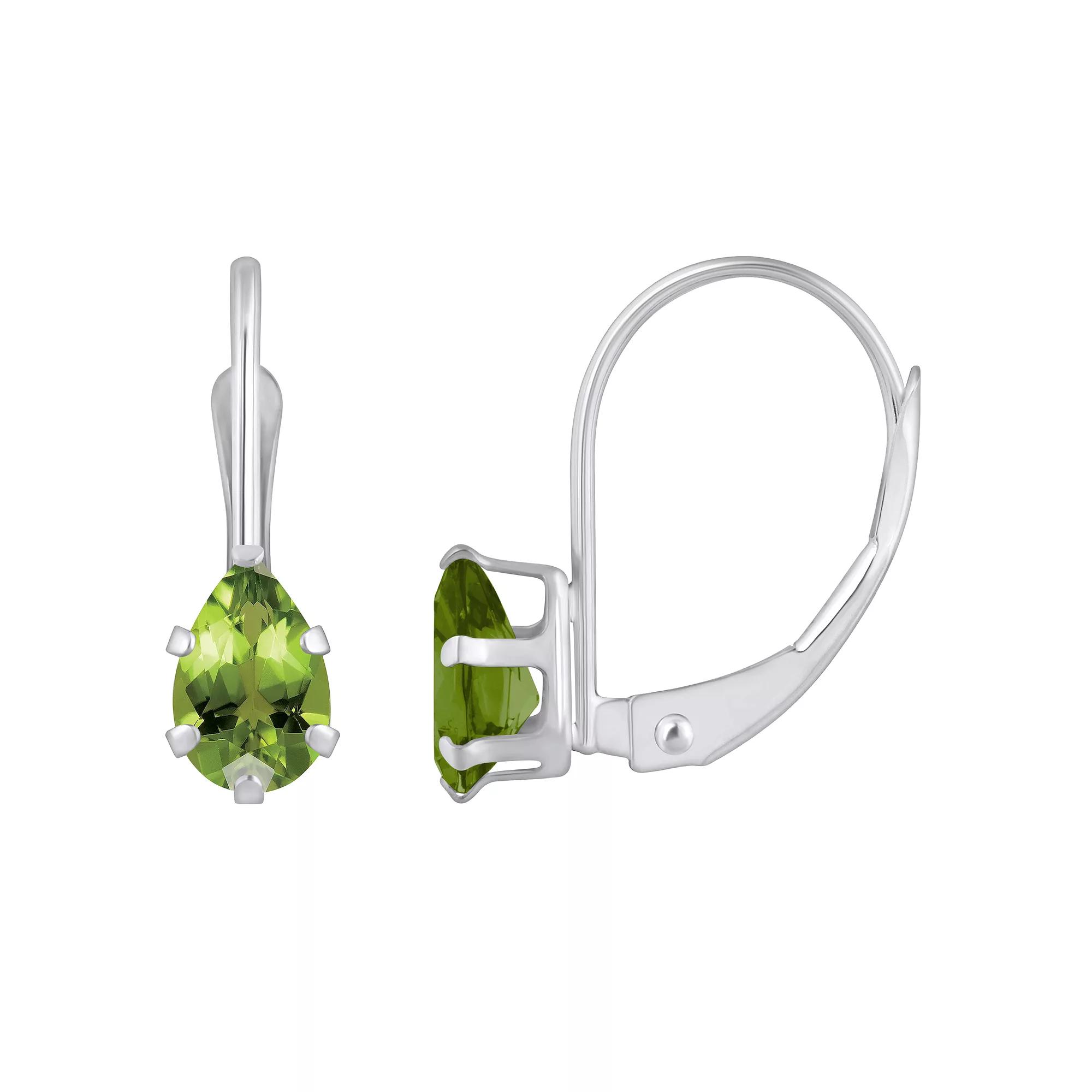 Celebration Gems 10k Gold Pear Shape Peridot Leverback Earrings, Women's, 10k Whgold Product Image