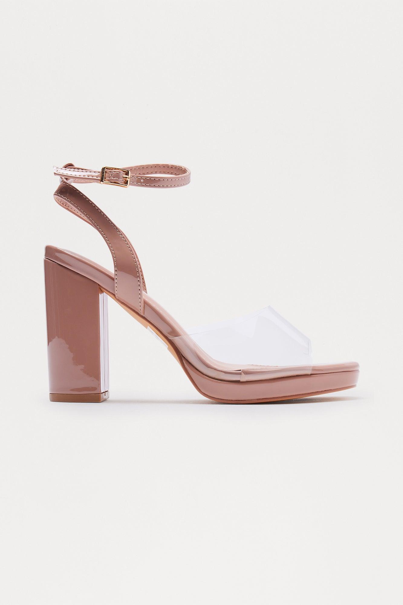 Lunna Square Toe Block Heels - Clear Female Product Image