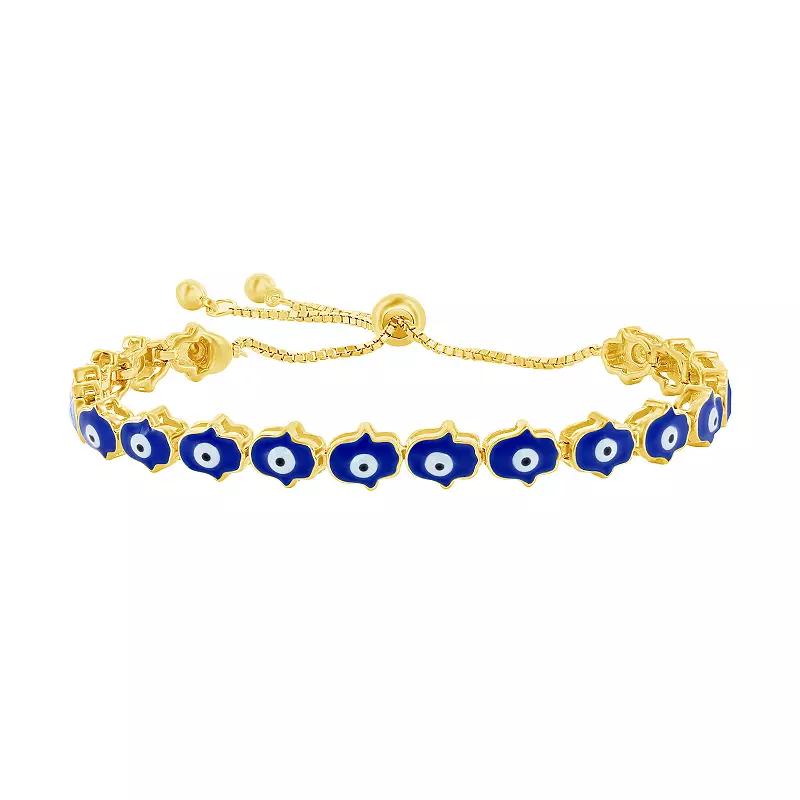 Argento Bella Sterling Silver Blue Enamel Evil Eye Hamsa Bracelet, Women's,  Product Image