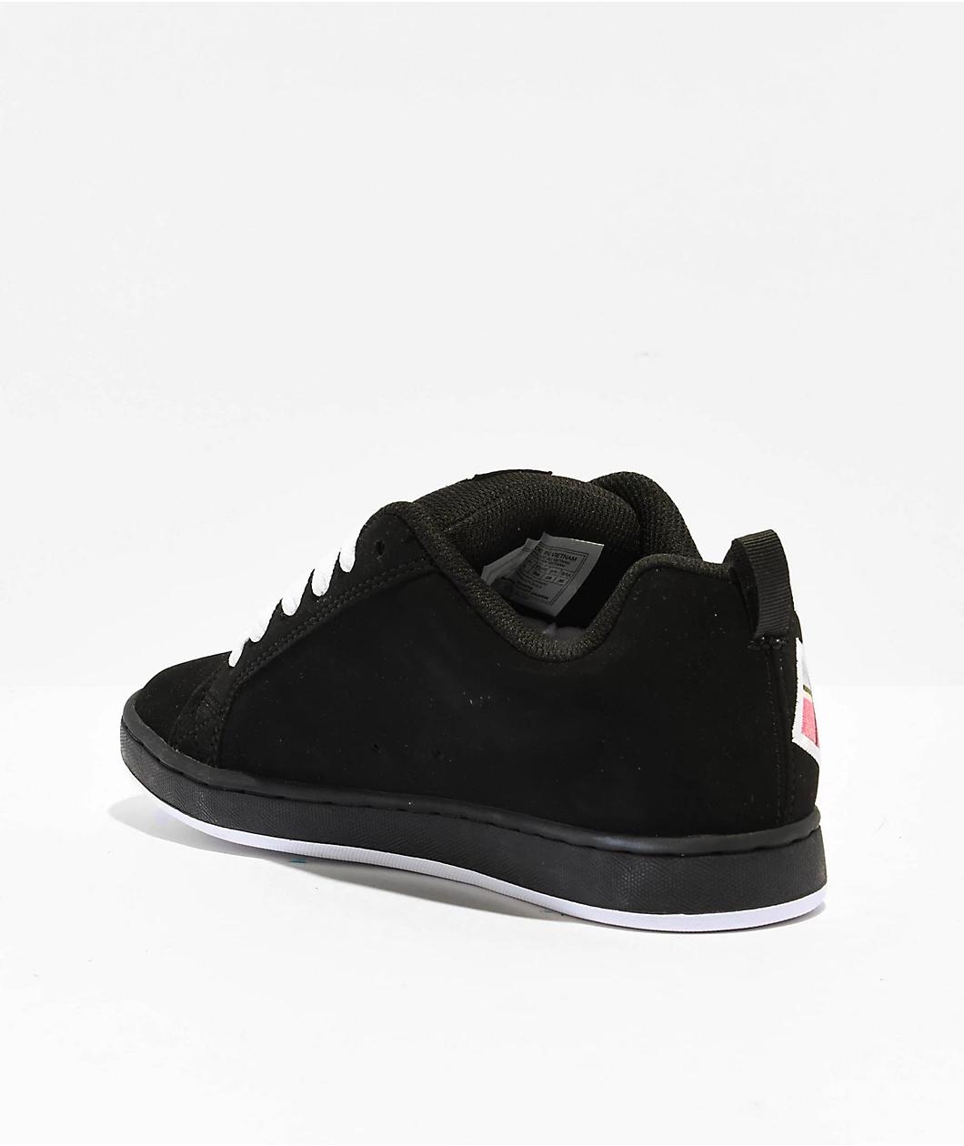 DC Court Graffik Black, Plaid & Pink Skate Shoes Product Image
