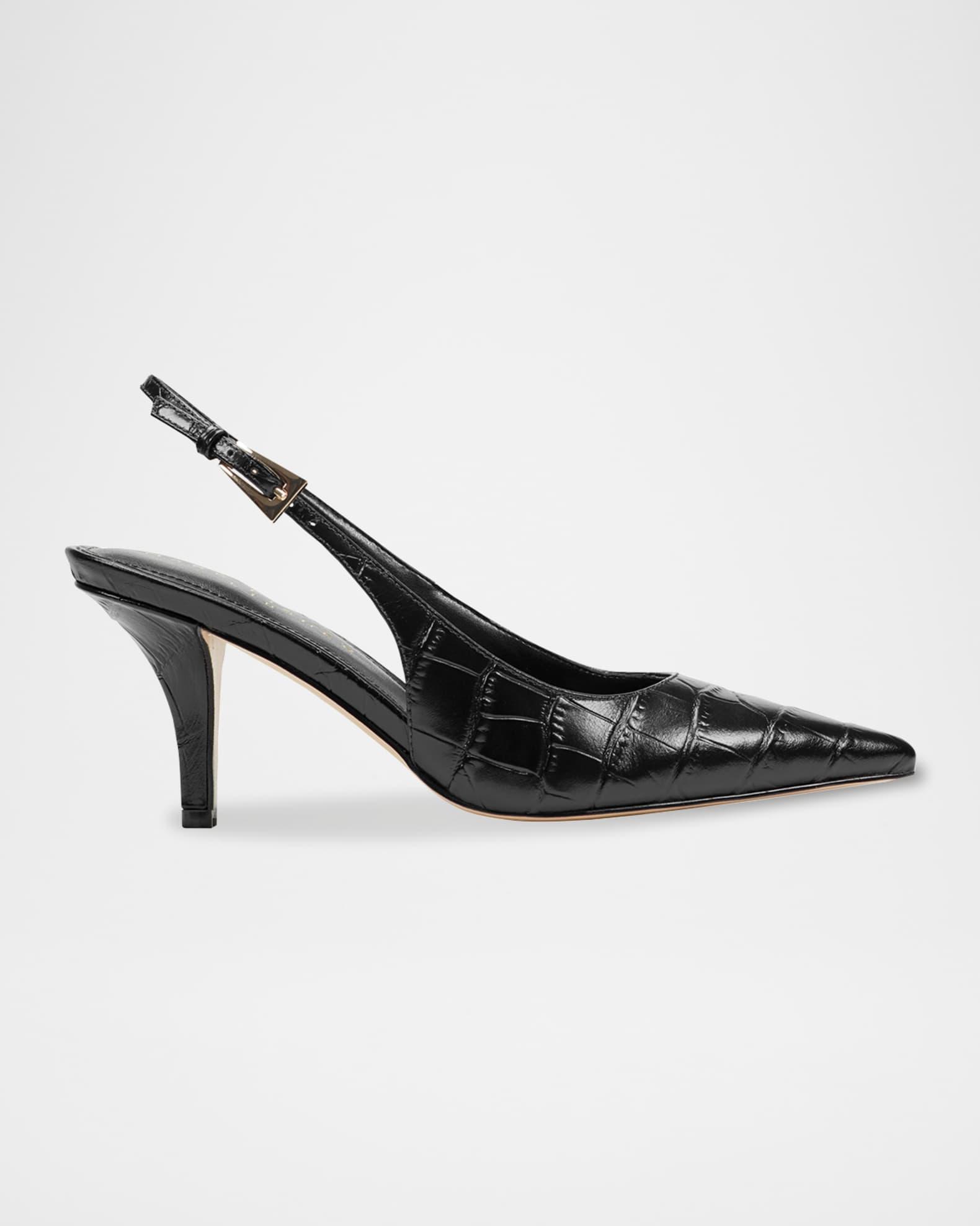 Dorie Croc-Embossed Leather Slingback Pumps Product Image