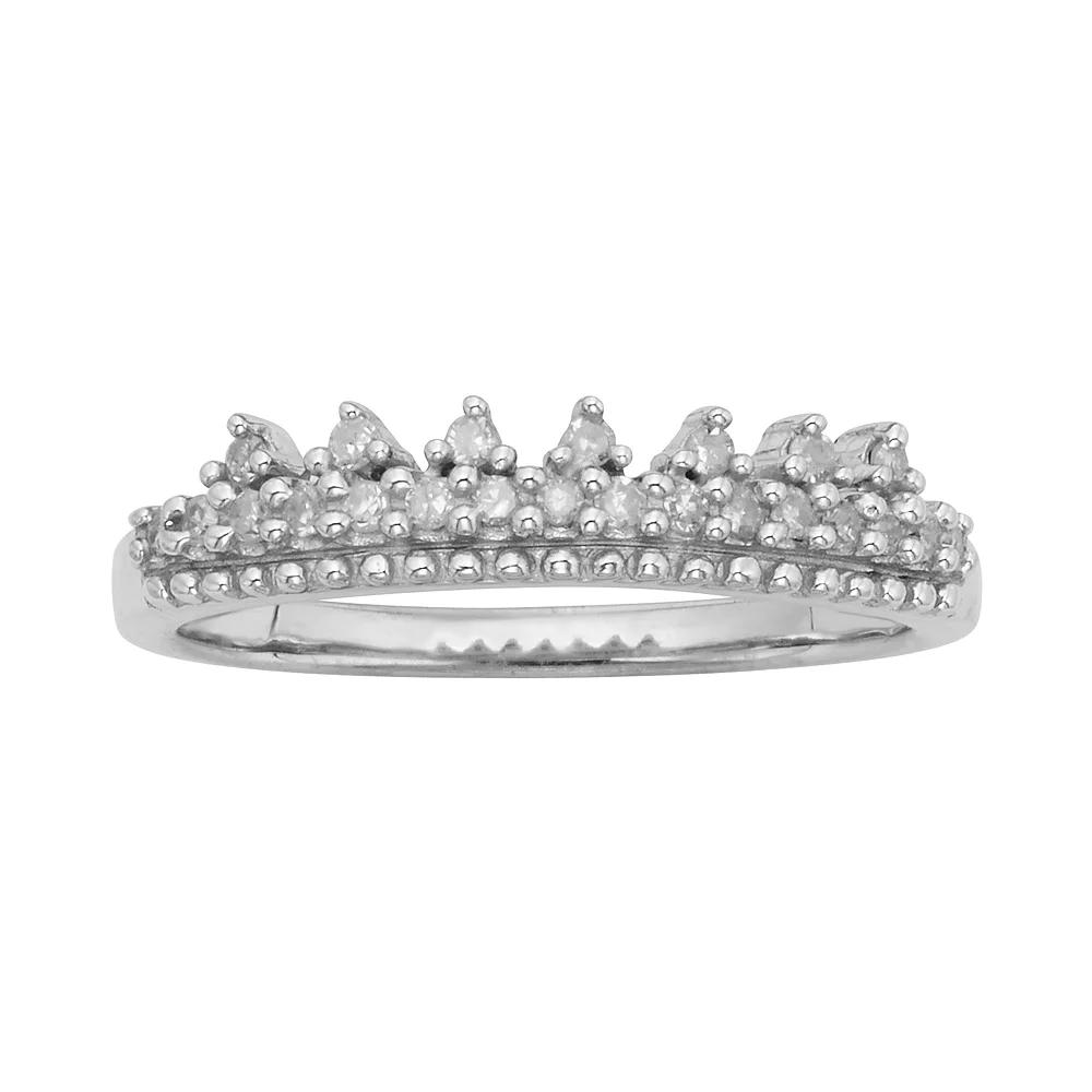 Jewelexcess Sterling Silver 1/10-ct. T.W. Diamond Ring, Women's, Size: 6, White Product Image