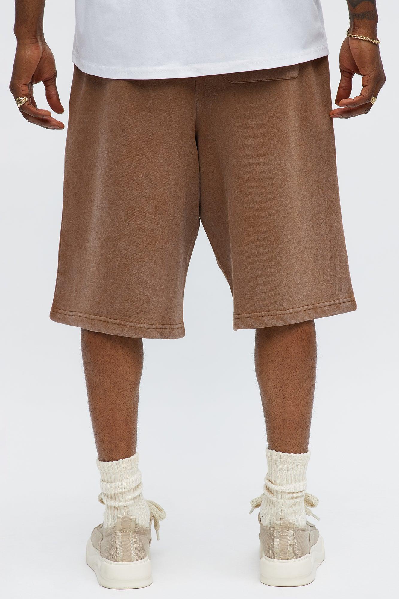 Tyson Baggy Washed Shorts - Brown Male Product Image