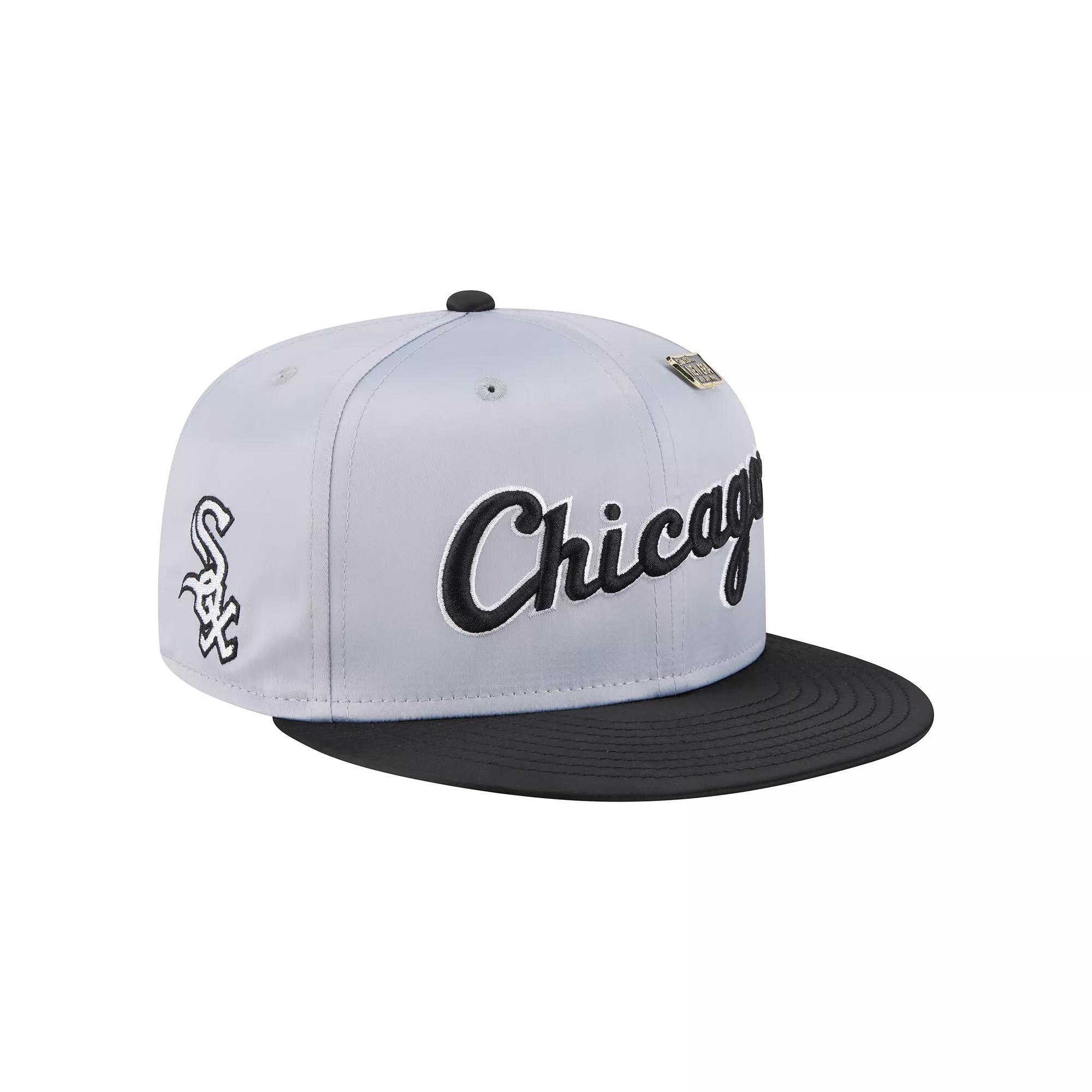 Men's New Era Gray/Black Chicago White Sox Satin 59FIFTY Fitted Hat,  Product Image