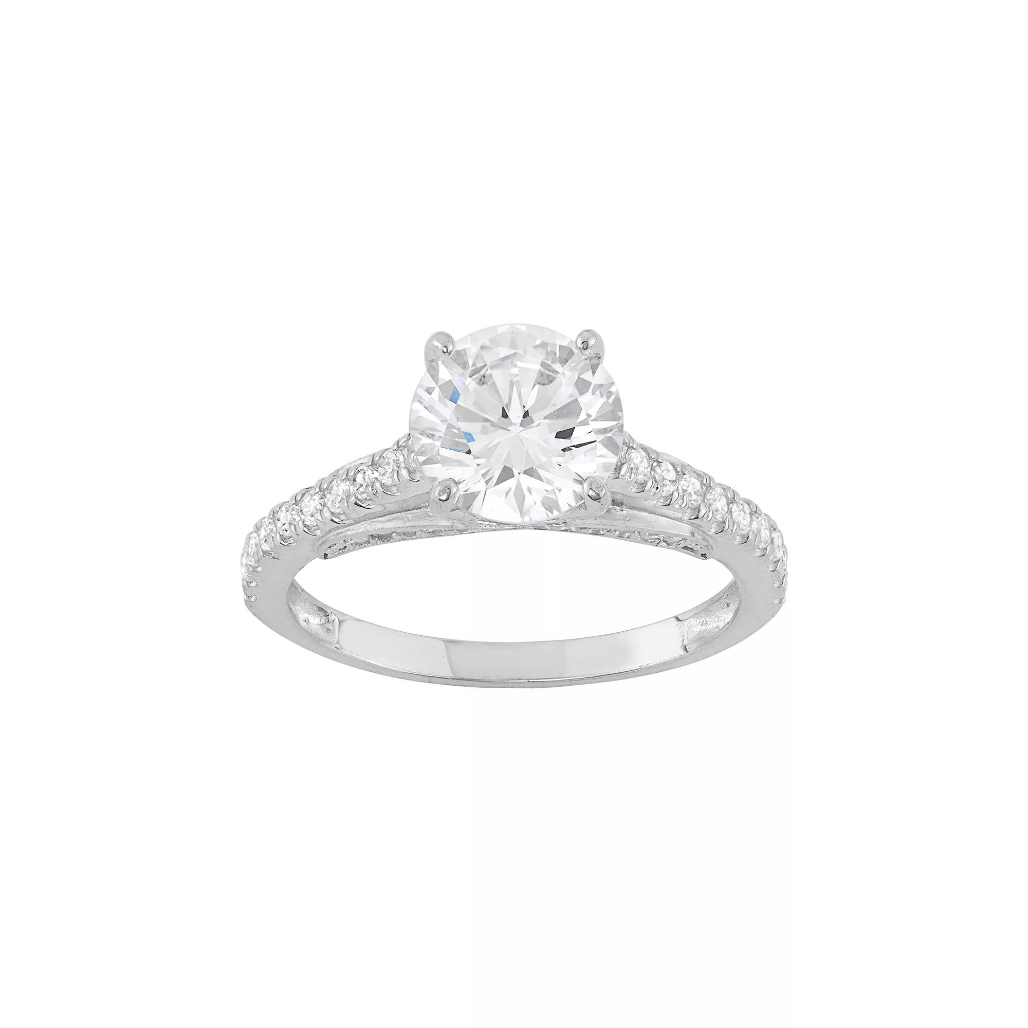 Cubic Zirconia Engagement Ring in 10k Gold, Womens Yellow Product Image