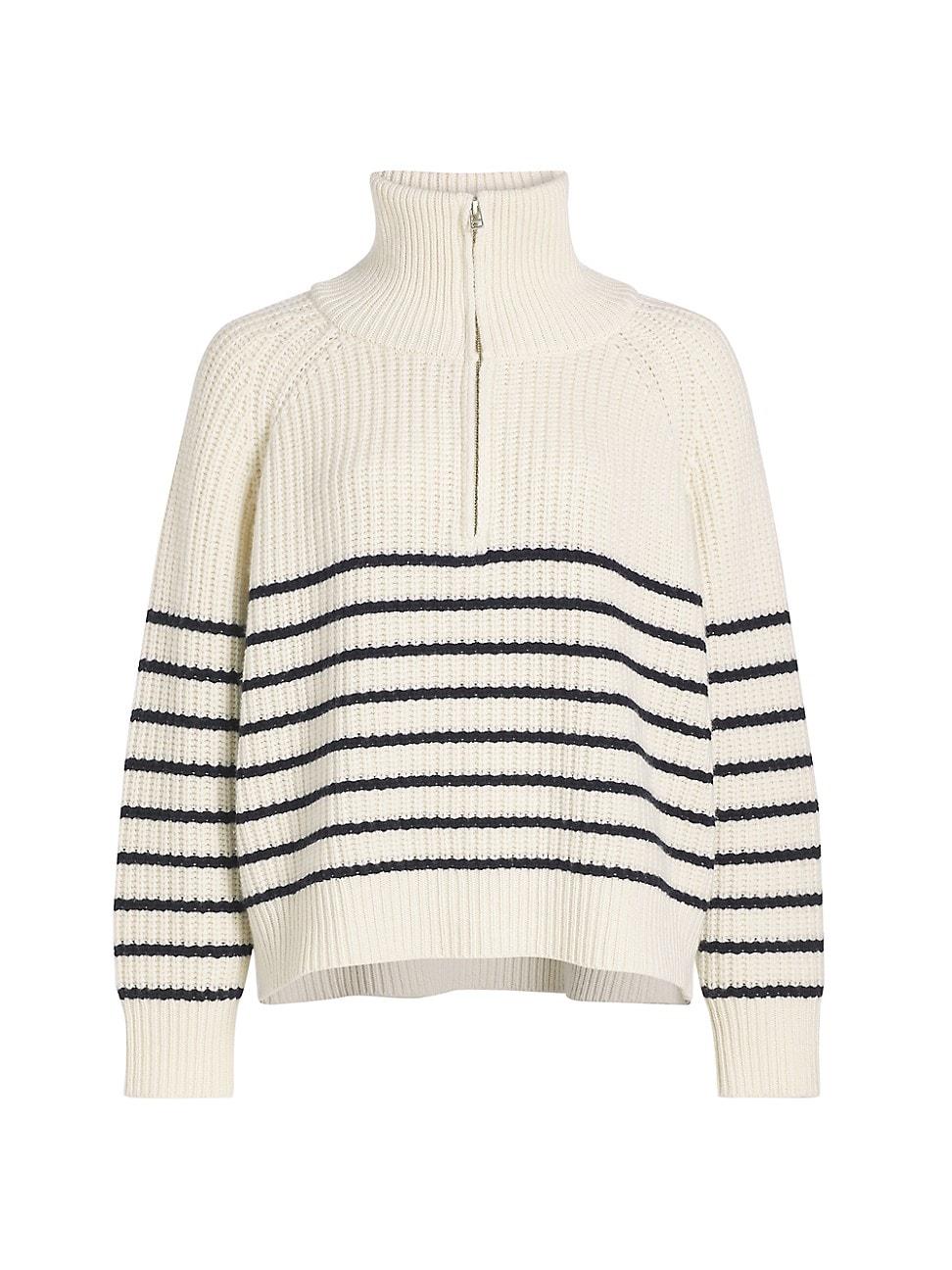 Womens Amelina Cashmere Striped Half-Zip Sweater Product Image