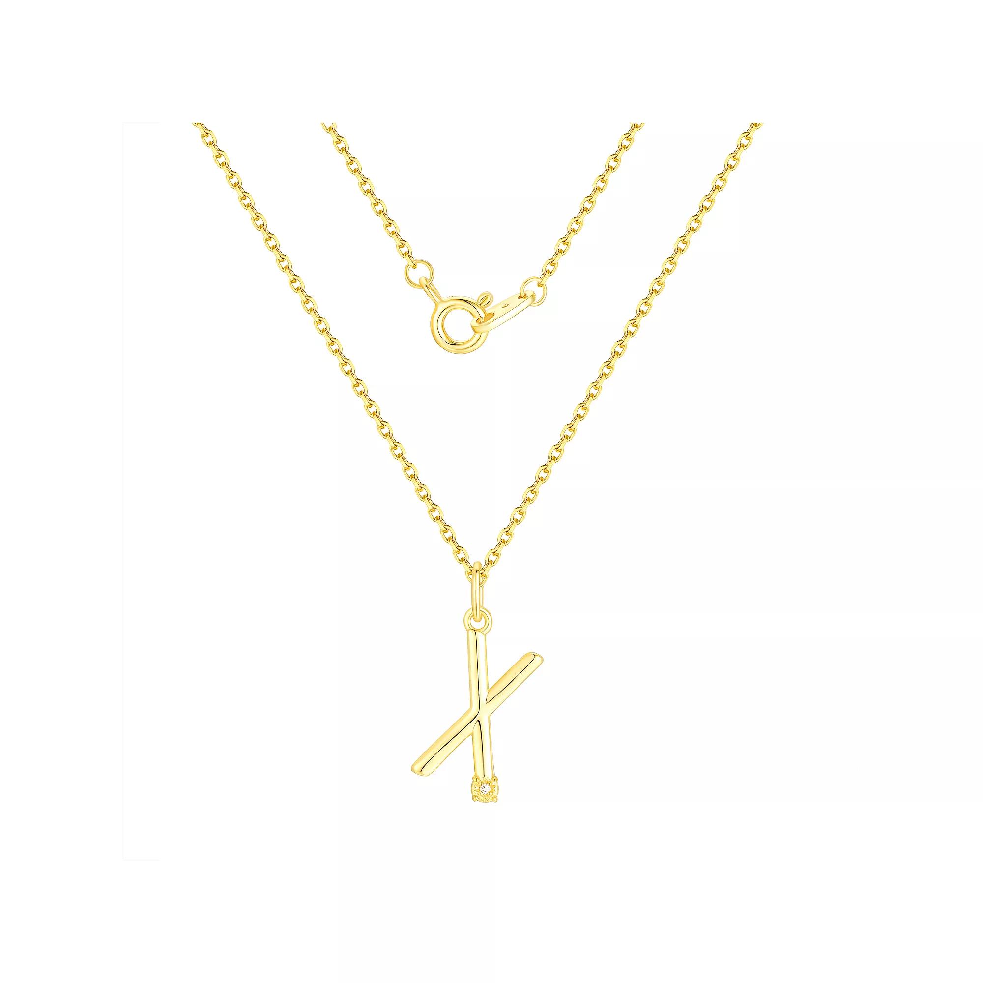 Forever Radiant Diamond Accent Initial Pendant Necklace, Women's, Size: 18", Silver Tone X Product Image