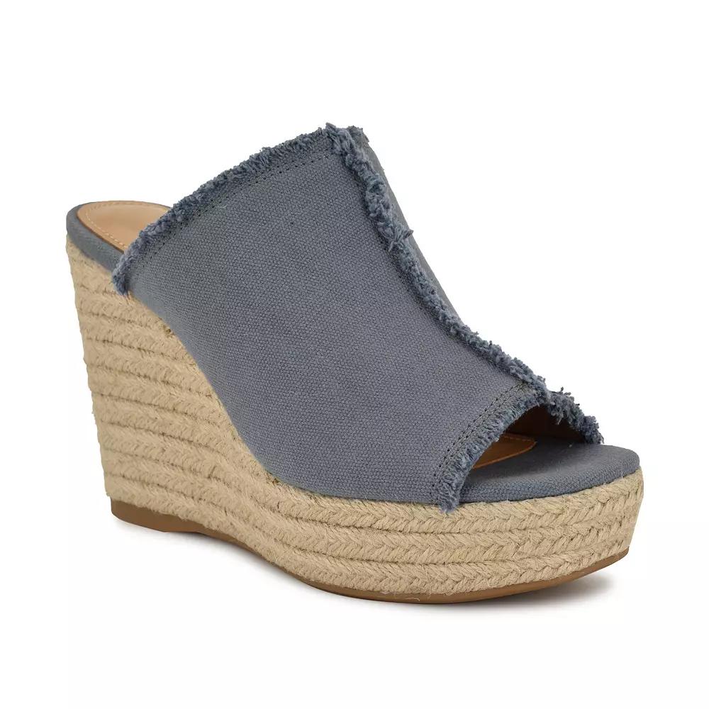 Nine West Baja Women's Wedge Slip-On Open Toe Sandals, Size: 8.5, Light Blue Product Image