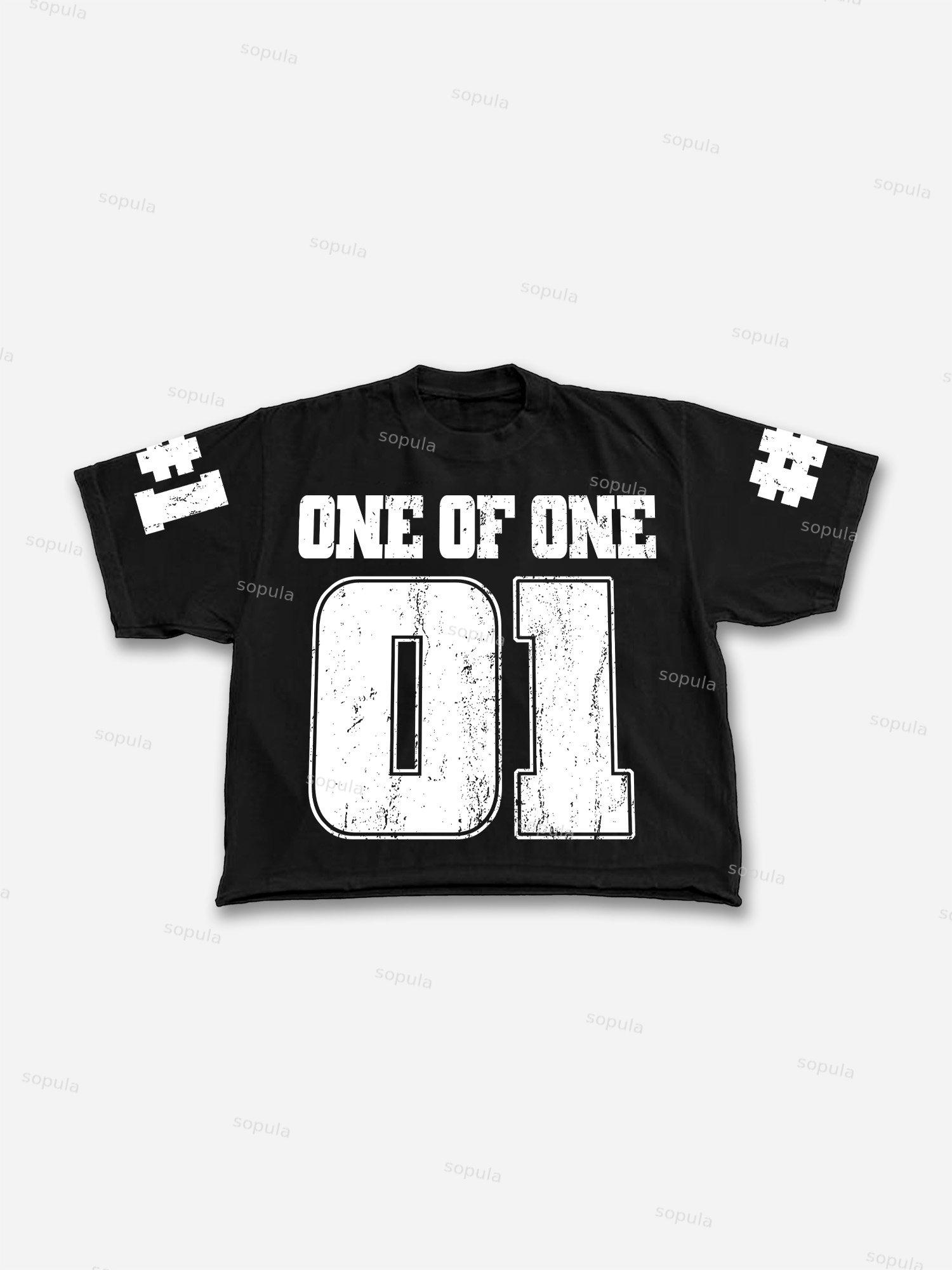 Men's One Of One No.01 Graphic Cropped T-shirt Product Image