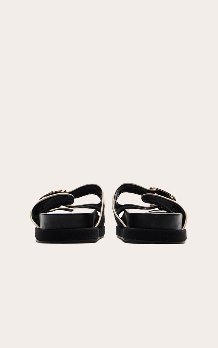 Black Contrast Woven Buckle Footbed Sandals Product Image